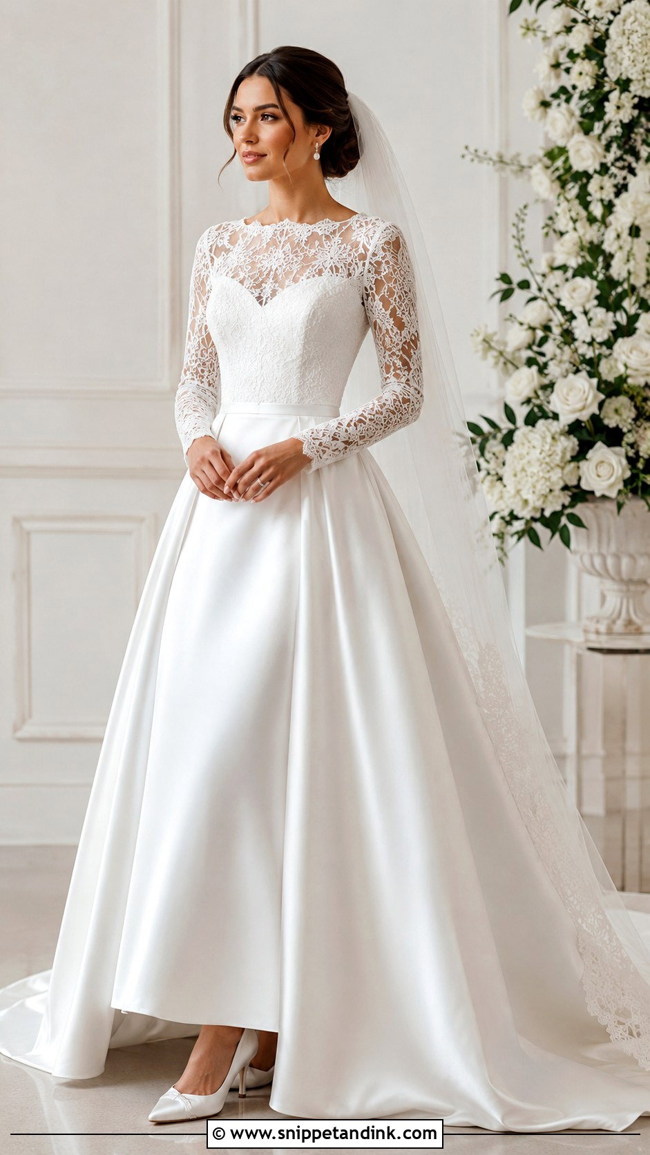 Lace Wedding Dress With Satin Skirt - Snippet and Ink - 30 Vintage Lace Wedding Dress Ideas