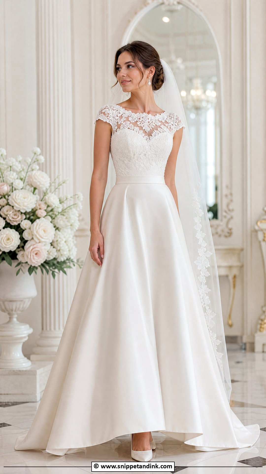 Lace Wedding Dress With Satin Skirt - Snippet and Ink - 35 Lace Wedding Dresses