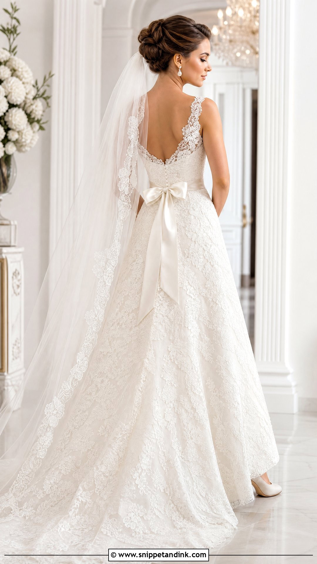 Lace Wedding Dress With Satin Waist Bow - Snippet and Ink - 20 Wedding Dress with Bows Ideas