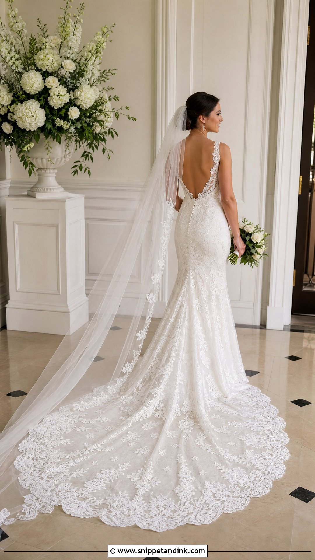 Lace Wedding Dress With Scalloped Train - Snippet and Ink - 20 Unique Lace Wedding Dress Ideas