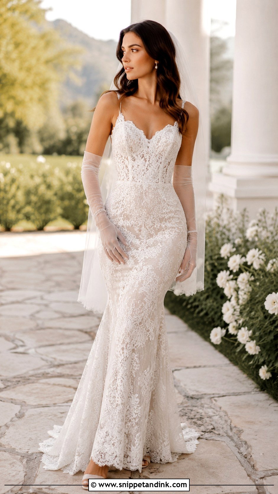 Lace Wedding Dress With Sheer Gloves - Snippet and Ink - 25 Wedding Dresses with Gloves