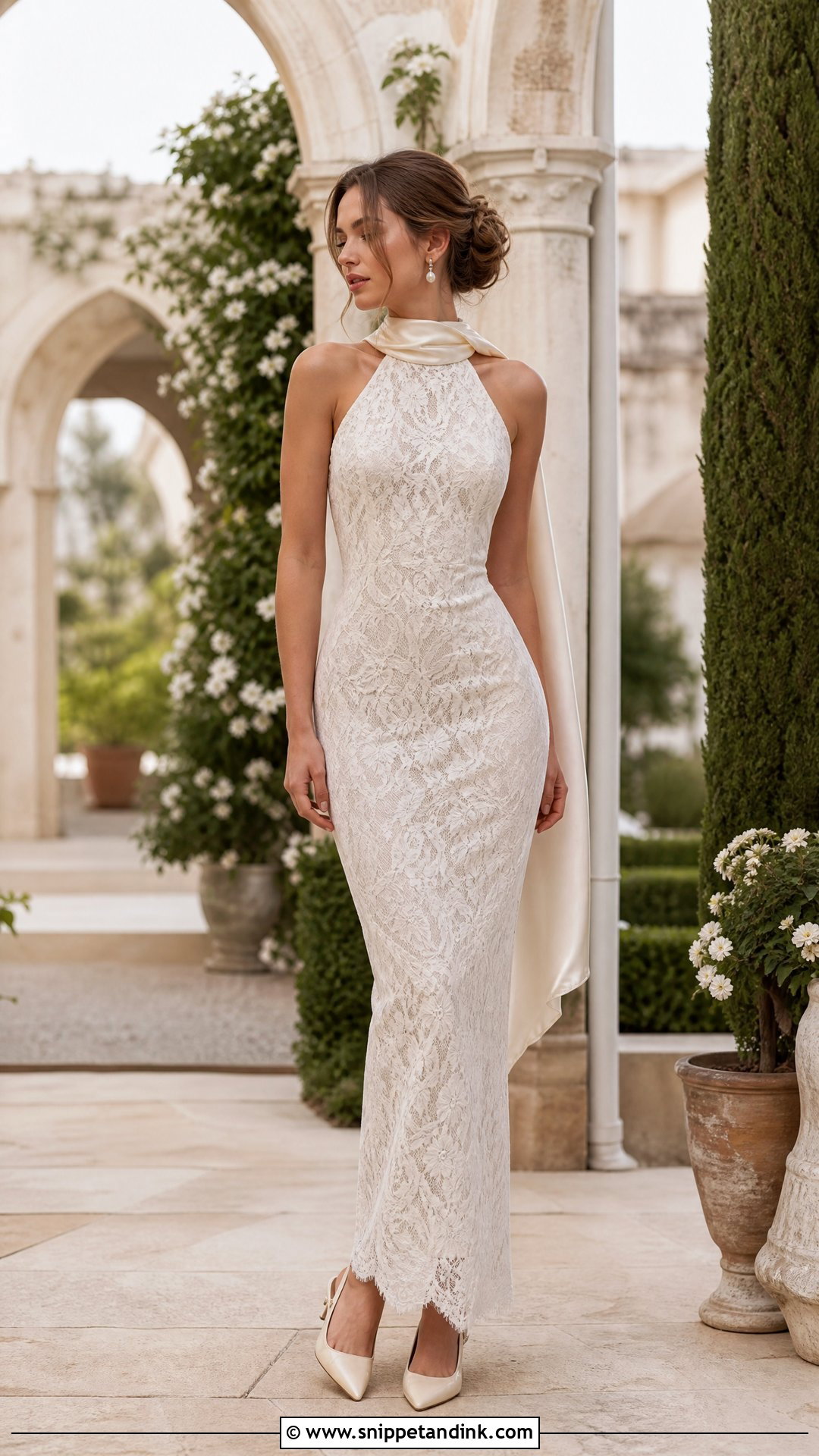 Lace Wedding Dress With Silk Neck Scarf - Snippet and Ink - 20 Wedding Dresses with Neck Scarf