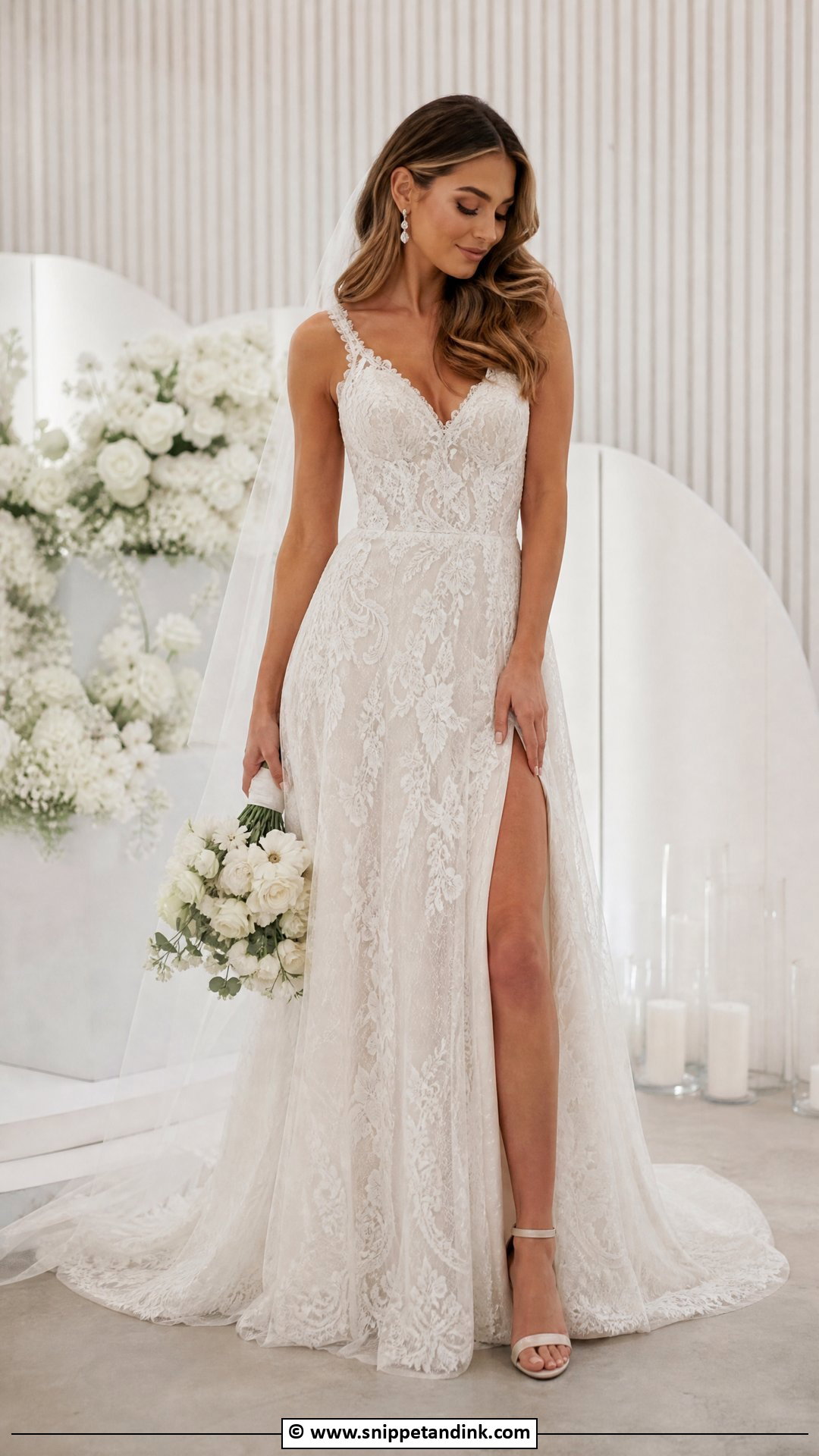 Lace Wedding Dress With Slit - Snippet and Ink - 35 Lace Wedding Dresses