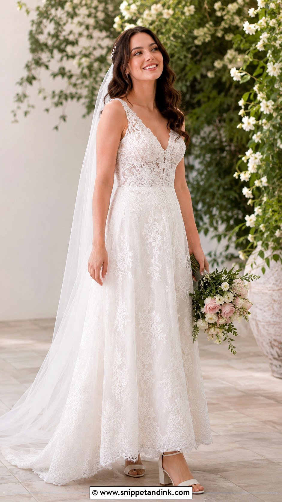 Lace Wedding Dress With Soft Curls - Snippet and Ink - 25 Wedding Dress Style Ideas