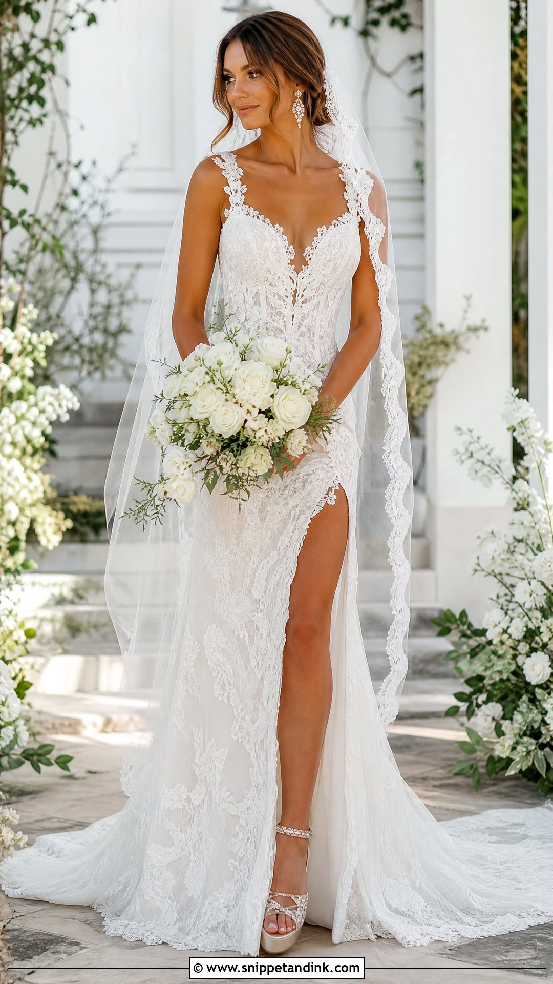 Lace Wedding Dress With Thigh High Split - Snippet and Ink - 20 Wedding Dress with Split Ideas