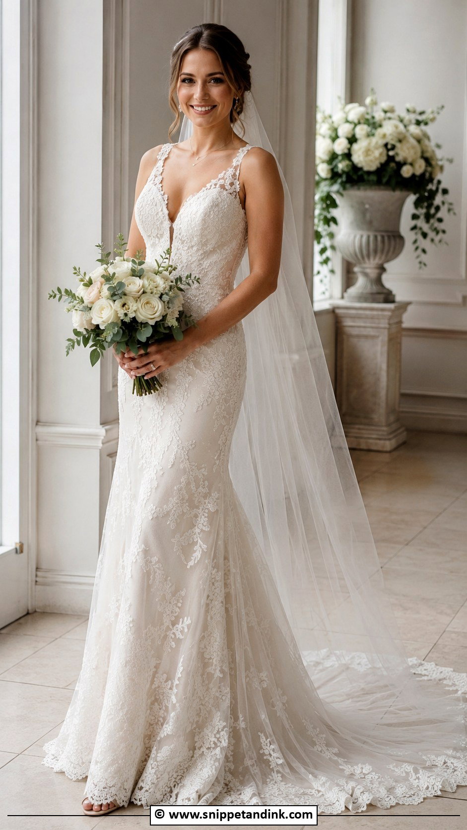 Lace Wedding Dress With Veil - Snippet and Ink - 25 Lacy Wedding Dresses