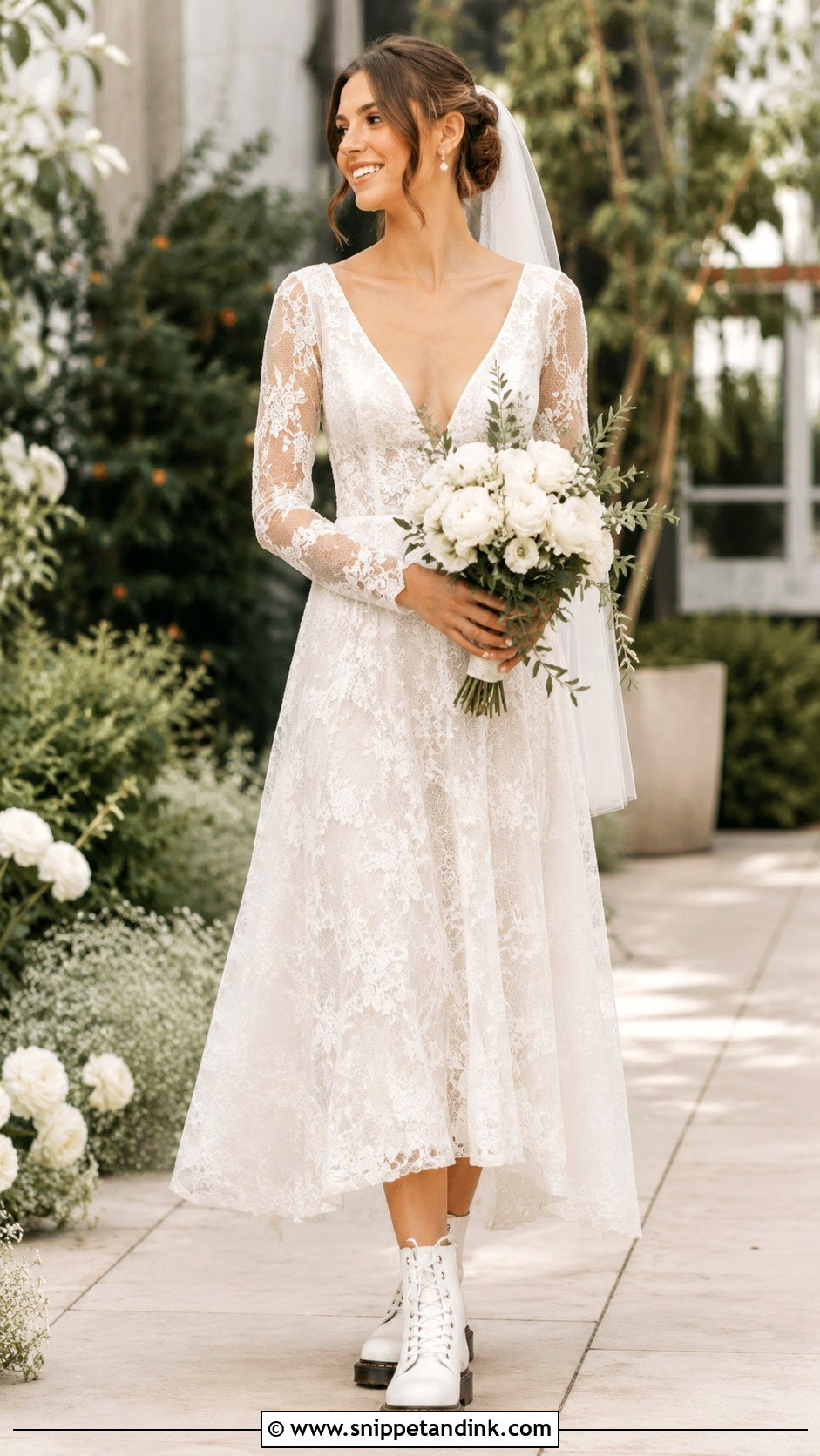 Lace Wedding Dress With White Doc Martens - Snippet and Ink - 20 Doc Martens Wedding Ideas
