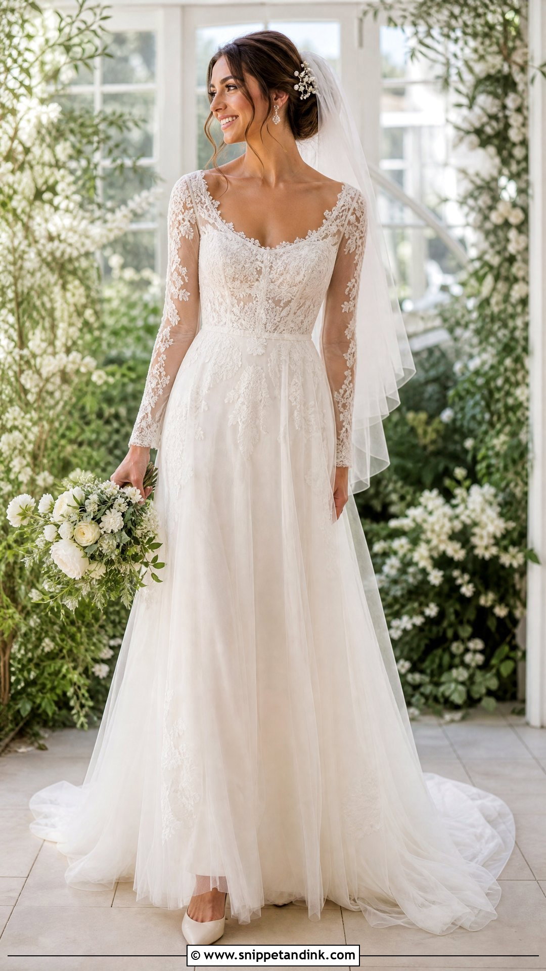 Lace Wedding Dress with Mesh Sleeves - Snippet and Ink - 20 Wedding Dress with Mesh Sleeves