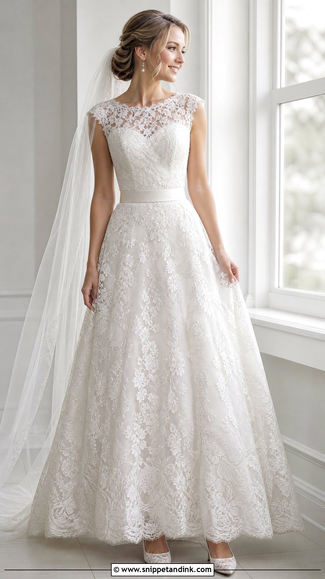 Lace Wedding Dress with Satin Belt - Snippet and Ink - 20 Wedding Dress with Belt Ideas