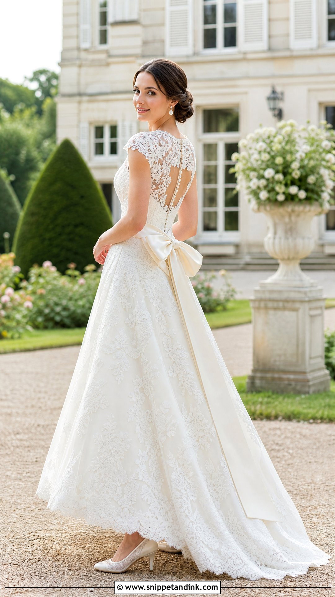 Lace Wedding Dress with a Satin Bow - Snippet and Ink - 20 Wedding Dress with a Bow Ideas