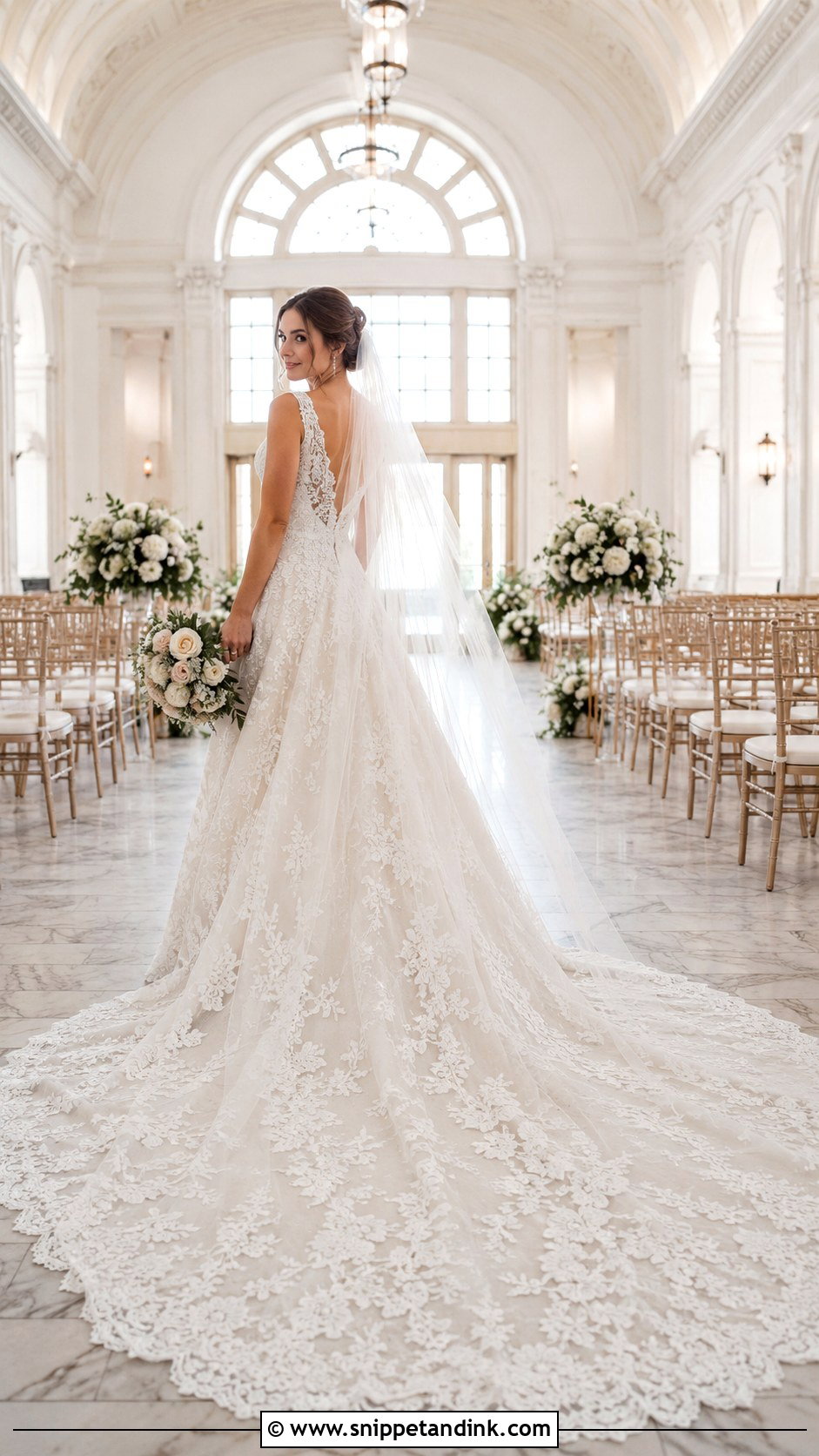 Lace Wedding Gown With Cathedral Train - Snippet and Ink - 20 Lace Gown Styles for Wedding