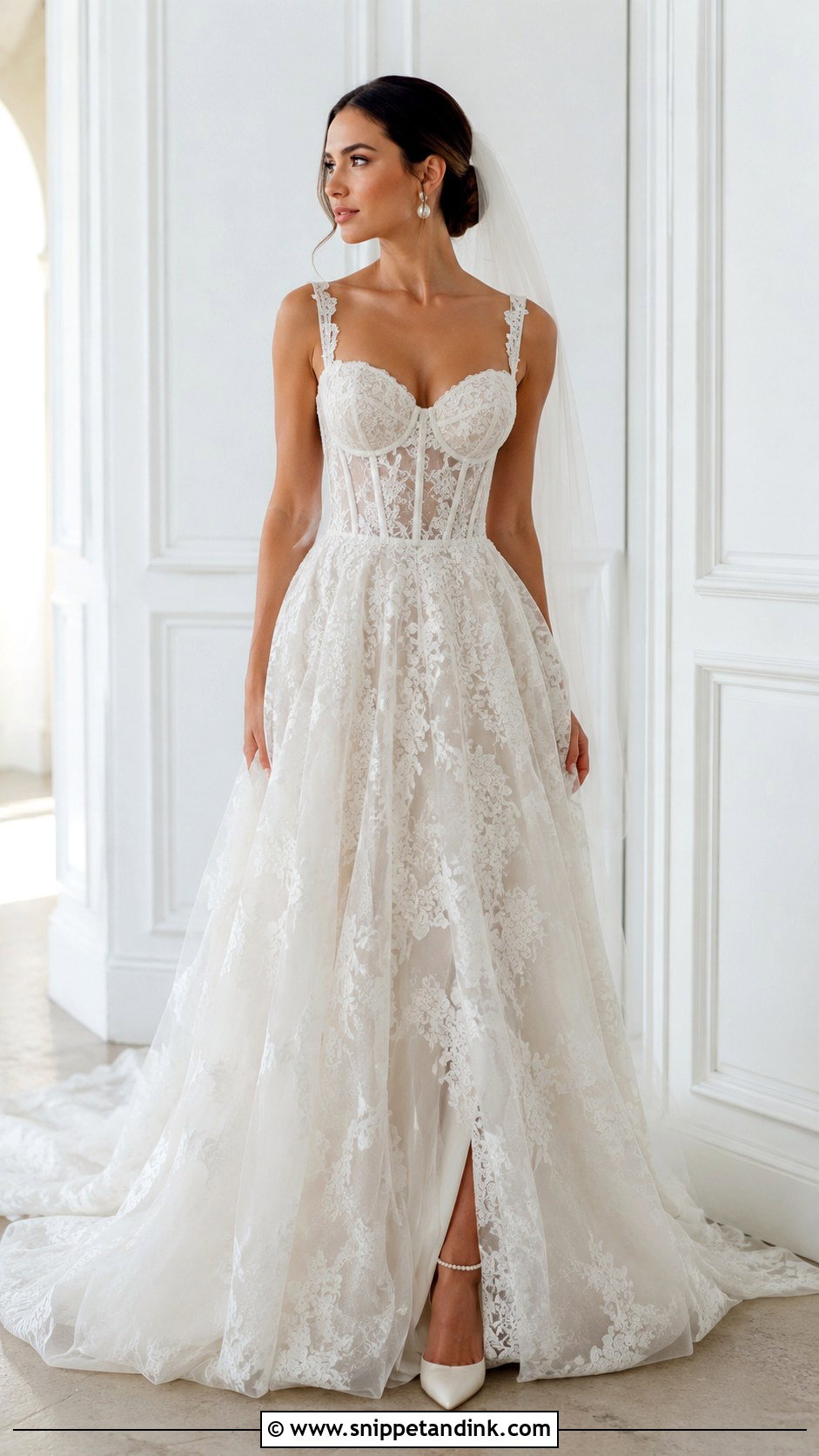Lace Wedding Gown With Corset Bodice - Snippet and Ink - 25 Lace Wedding Gowns