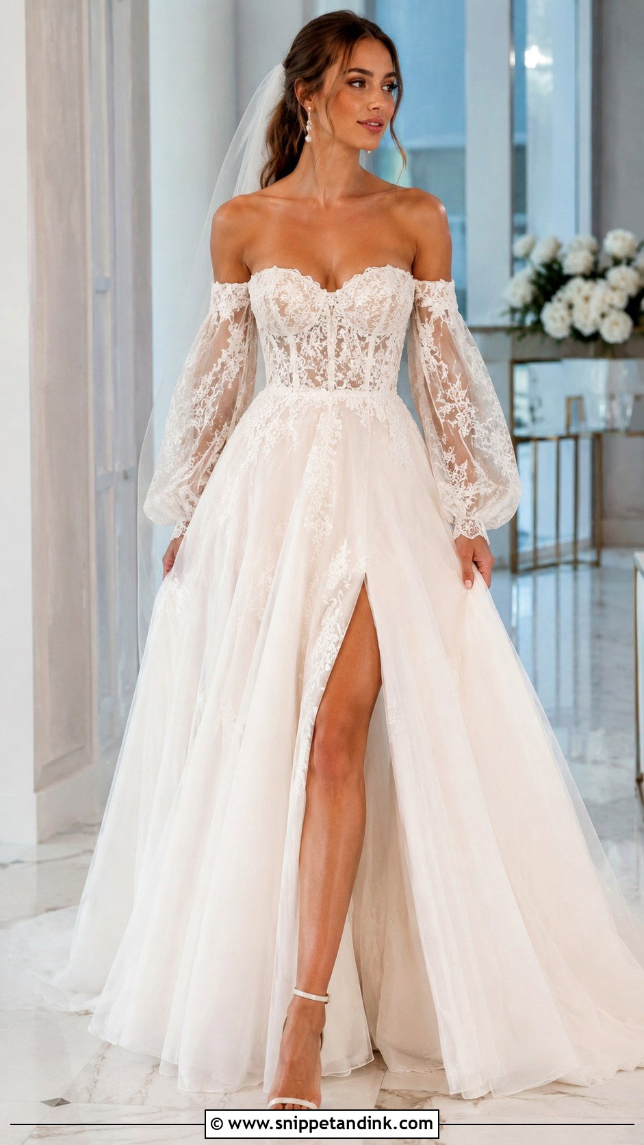 Lace Wedding Gown With Detachable Sleeves - Snippet and Ink - 25 Lace Wedding Gowns