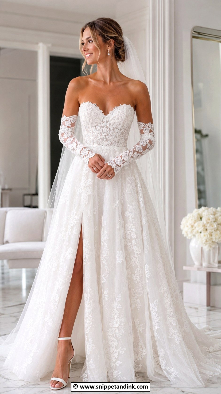 Lace Wedding Gown With Detachable Sleeves - Snippet and Ink - 25 Lace Wedding Gown Ideas