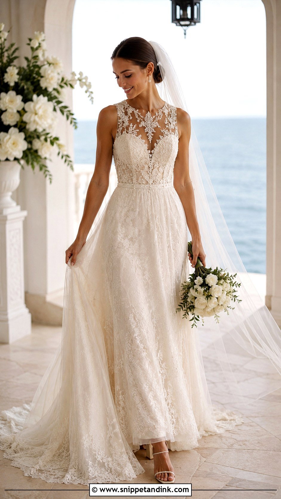 Lace Wedding Gown With Pearl Details - Snippet and Ink - 25 Lace Wedding Gowns