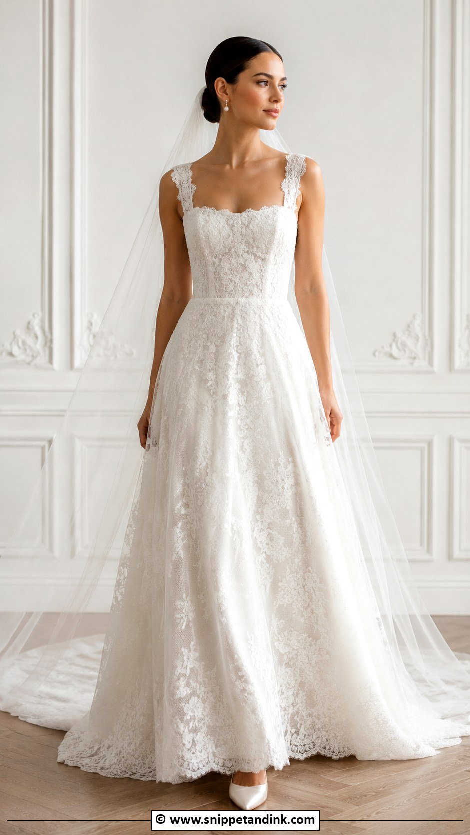 Lace Wedding Gown With Square Neck - Snippet and Ink - 25 Lace Wedding Gown Ideas