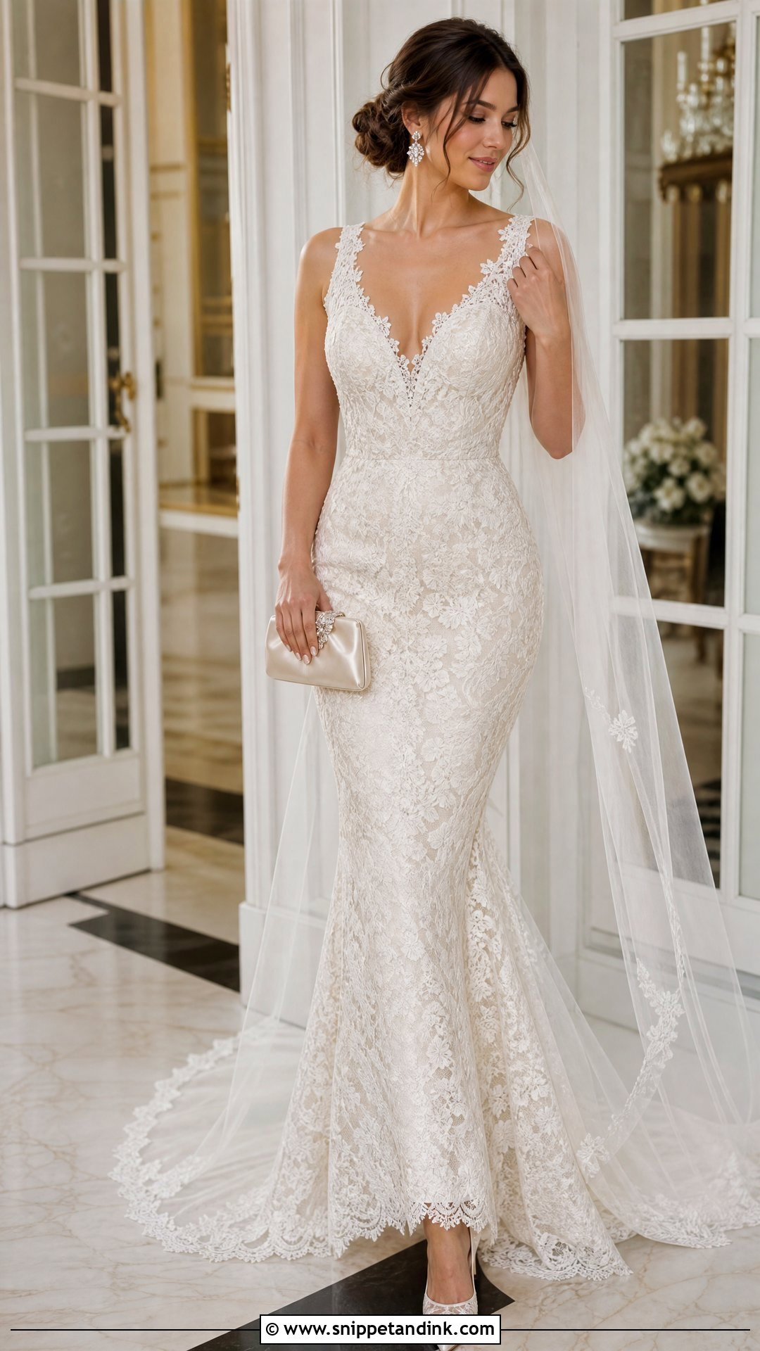 Lace Wedding Pumps With Fitted Lace Dress - Snippet and Ink - 20 Wedding Pumps Ideas