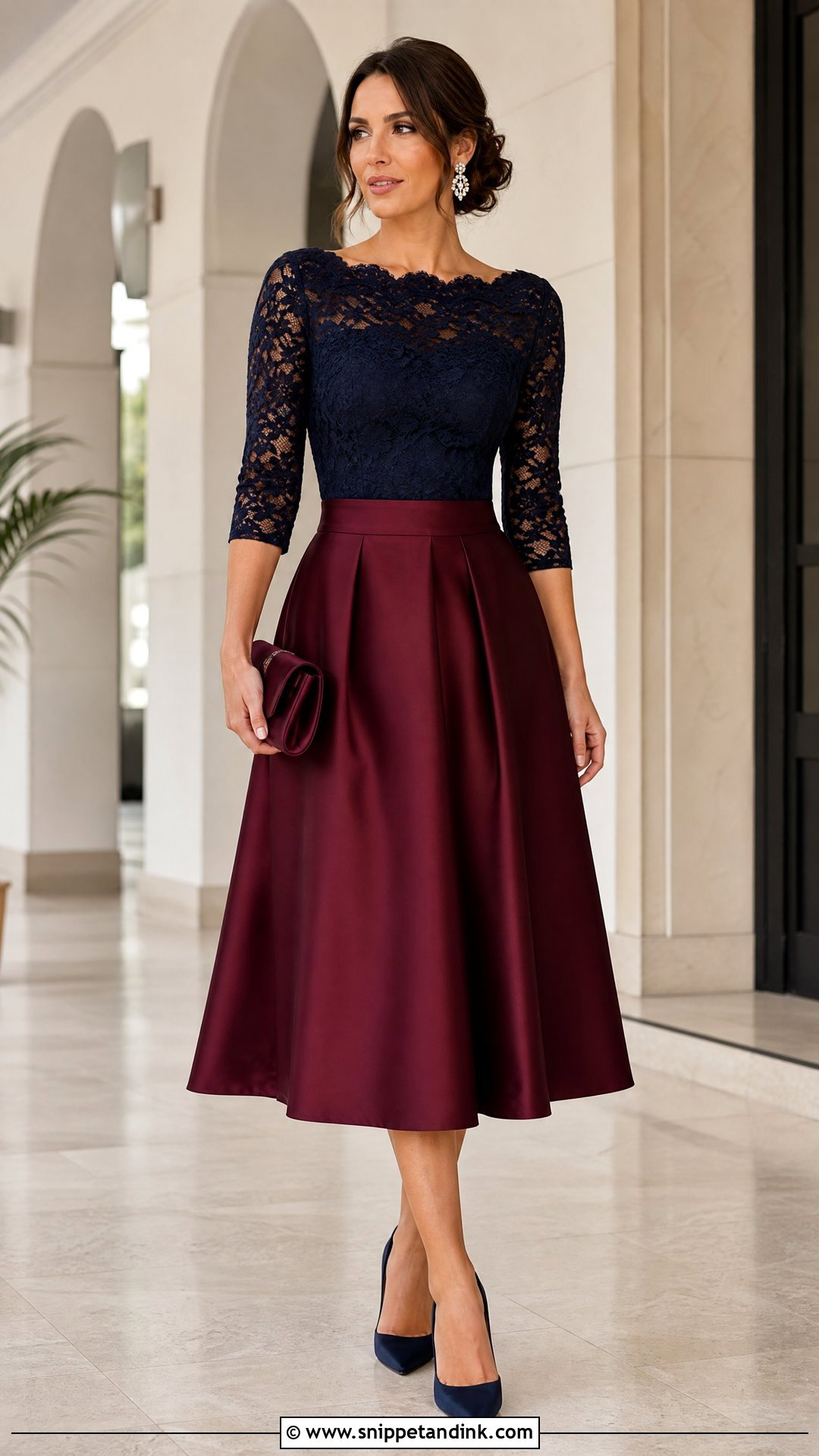 Lace Wedding Top With Satin Midi Skirt - Snippet and Ink - 20 Wedding Top Ideas