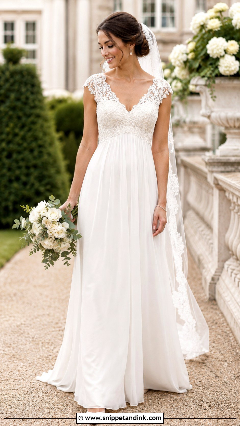 Lace and Chiffon Grecian Wedding Dress - Snippet and Ink - 20 Grecian Style Wedding Dress Ideas