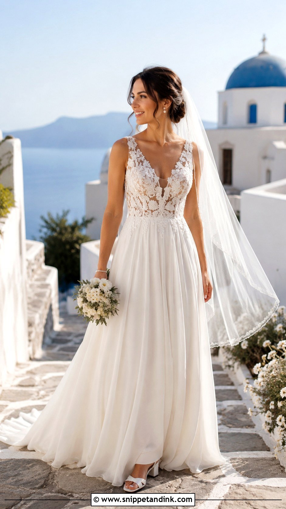 Lace and Chiffon Wedding Dress - Snippet and Ink - 20 Flowy Lace Wedding Dress Ideas