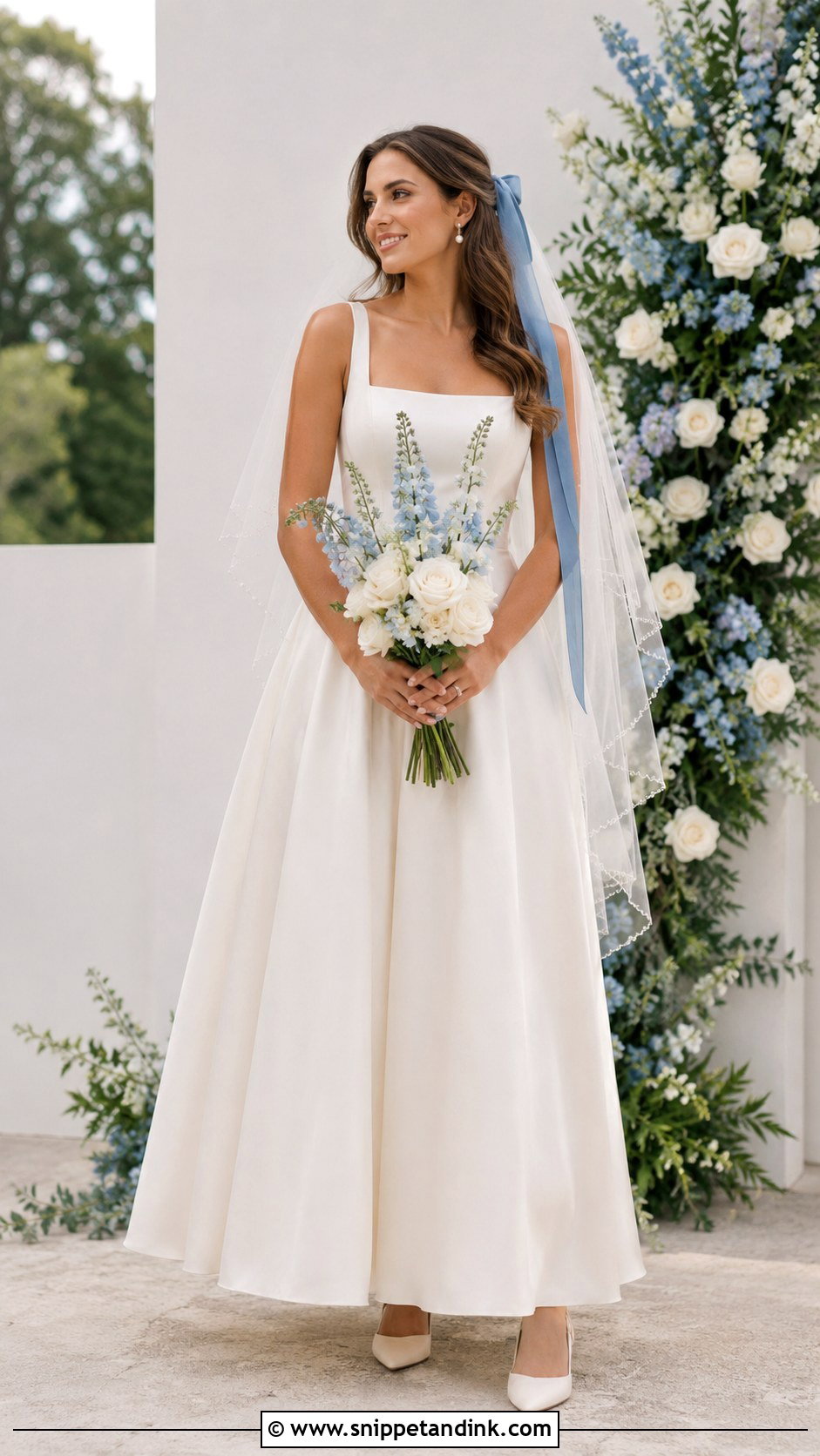 Lana Wedding Dress With Blue Ribbon - Snippet and Ink - 20 Lana Wedding Dress Ideas