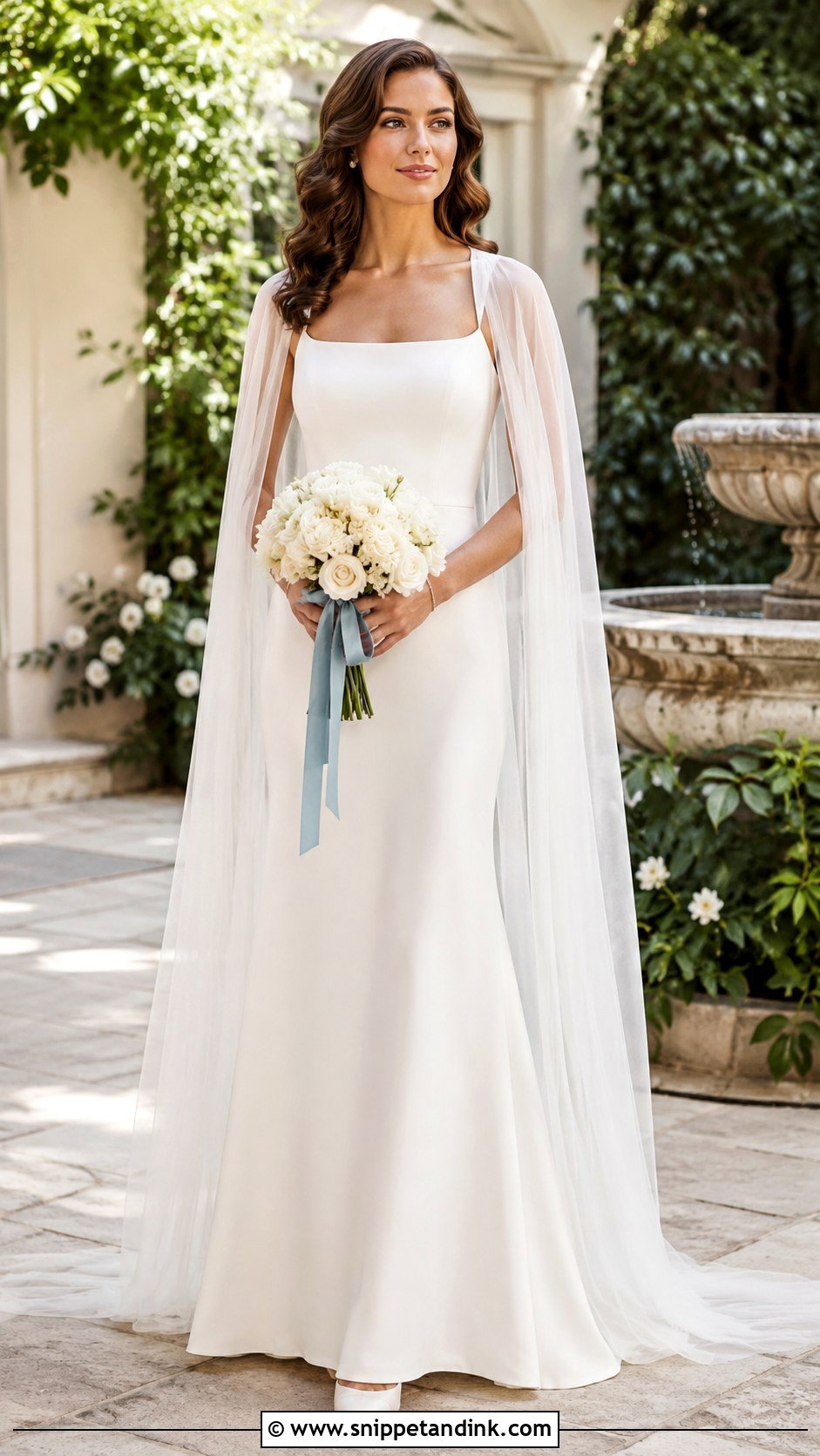 Lana Wedding Dress With Cape Veil - Snippet and Ink - 20 Lana Wedding Dress Ideas
