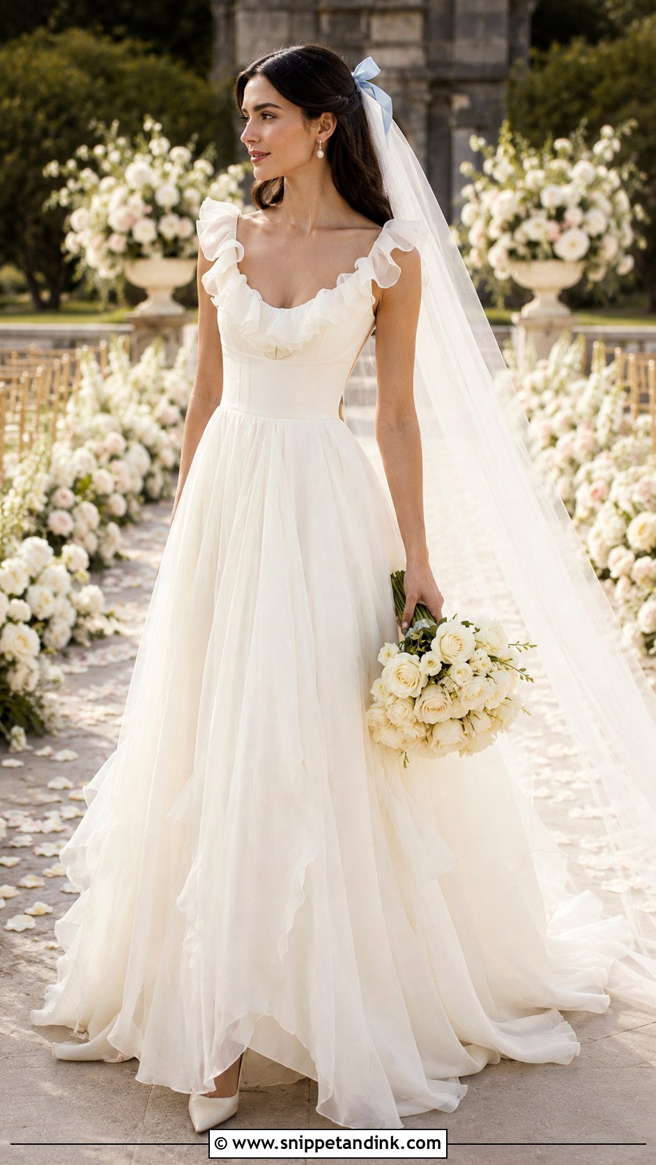 Lana Wedding Dress With Ruffle Neckline - Snippet and Ink - 20 Lana Wedding Dress Ideas