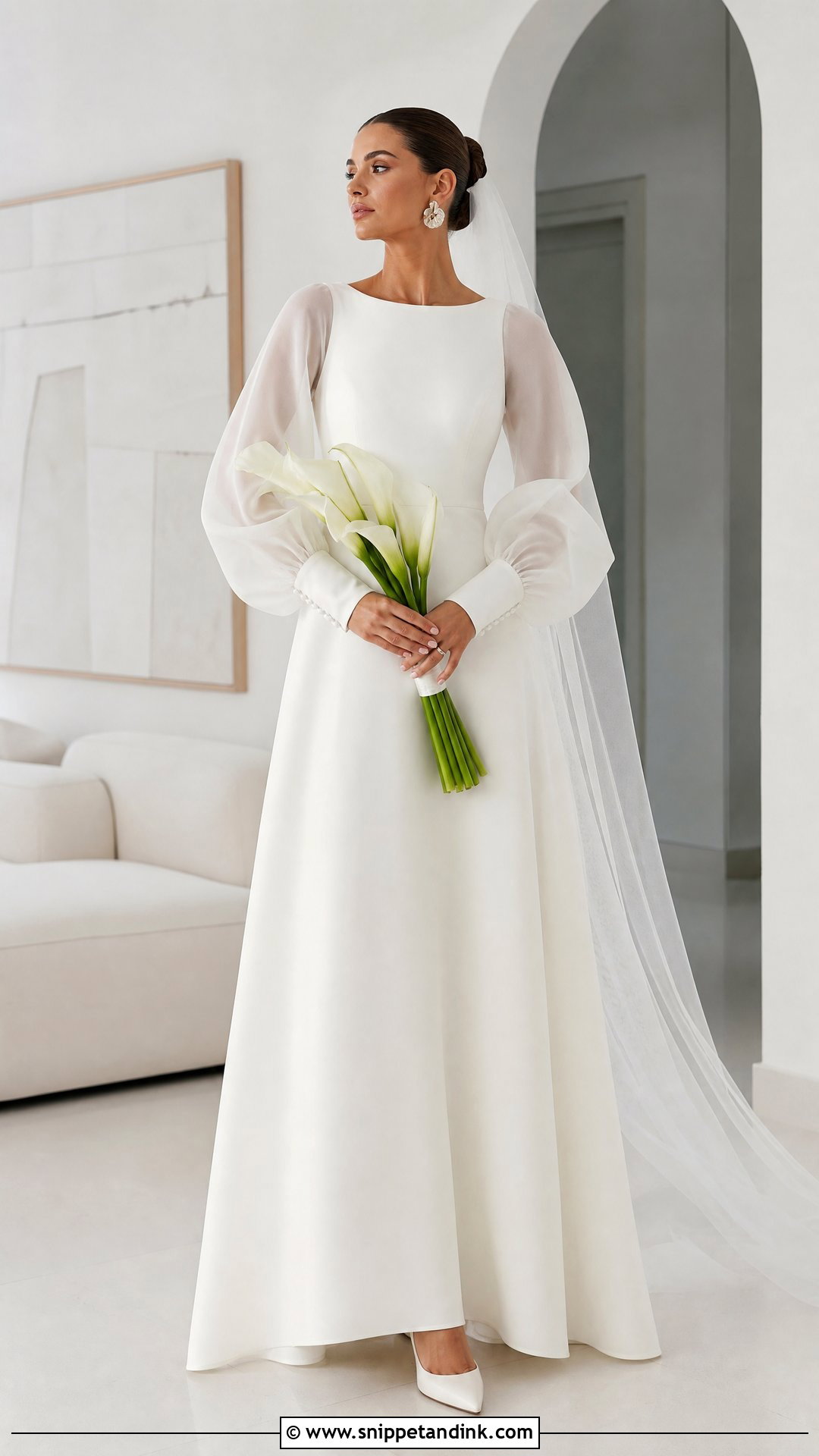 Lantern Sleeve A Line Wedding Dress - Snippet and Ink - 25 Aline Wedding Dress with Sleeves