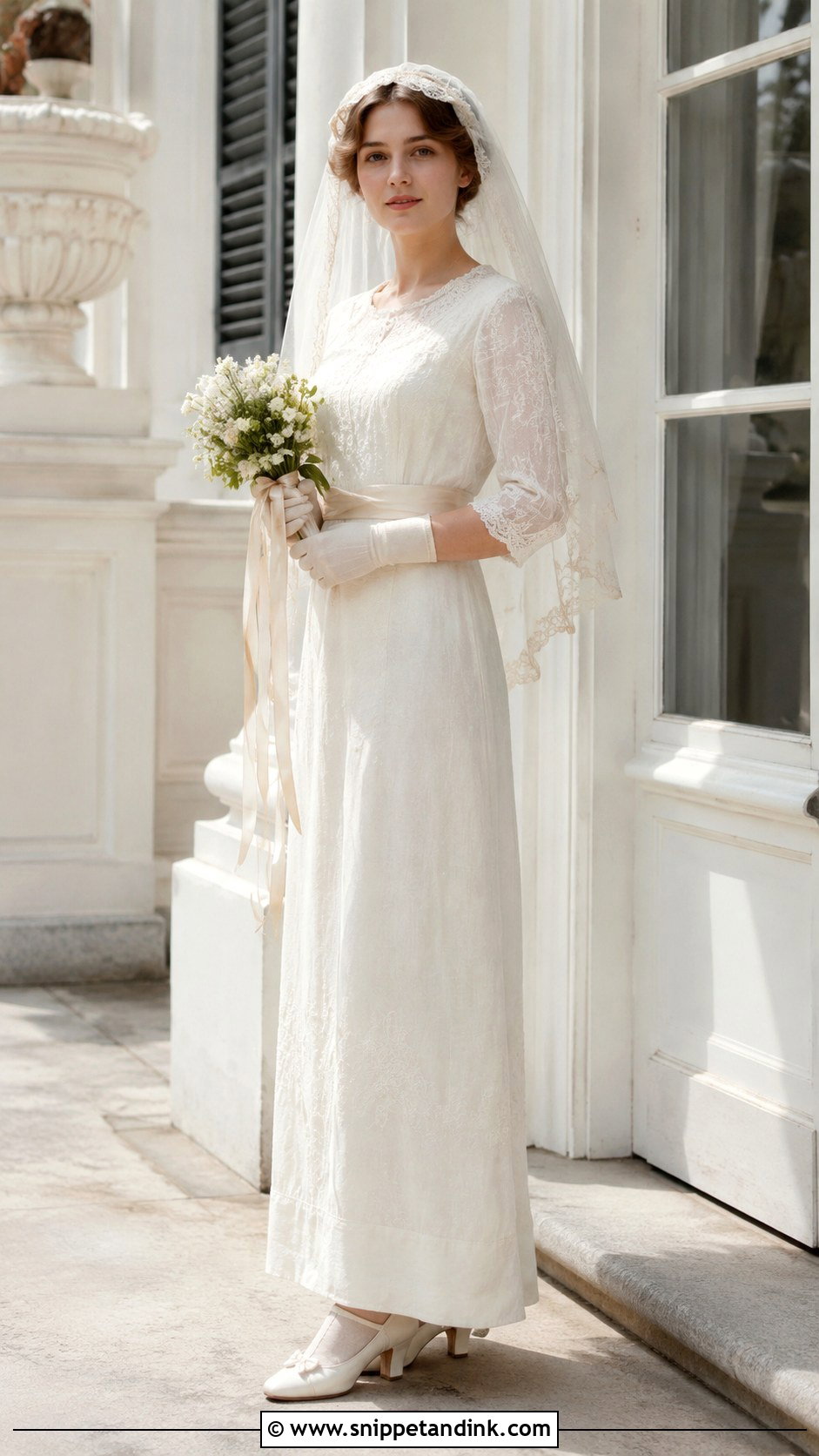 Late 1910s Ankle Length Wedding Dress - Snippet and Ink - 20 1910s Wedding Dress Ideas