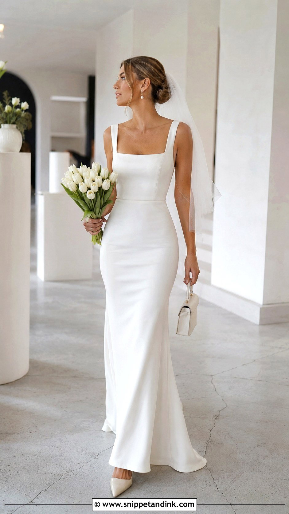 Latte Square Neck Wedding Dress - Snippet and Ink - 20 Light Brown Wedding Dress Ideas