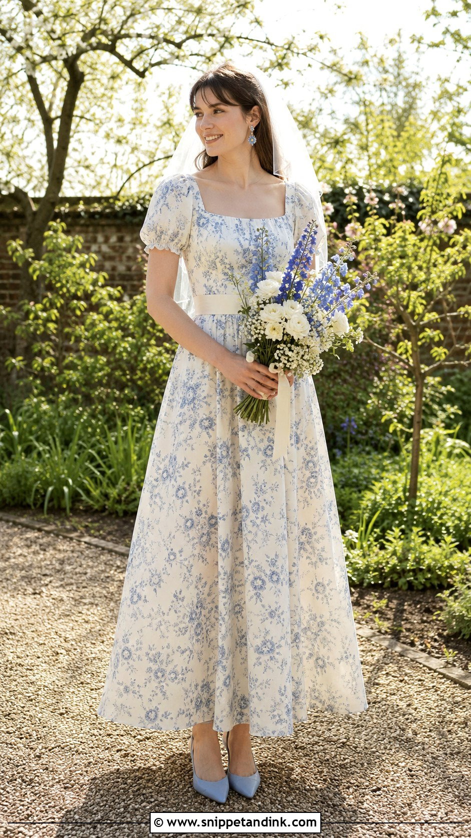 Laura Ashley Blue Floral Wedding Dress - Snippet and Ink - 20 Laura Ashley Wedding Dress Ideas