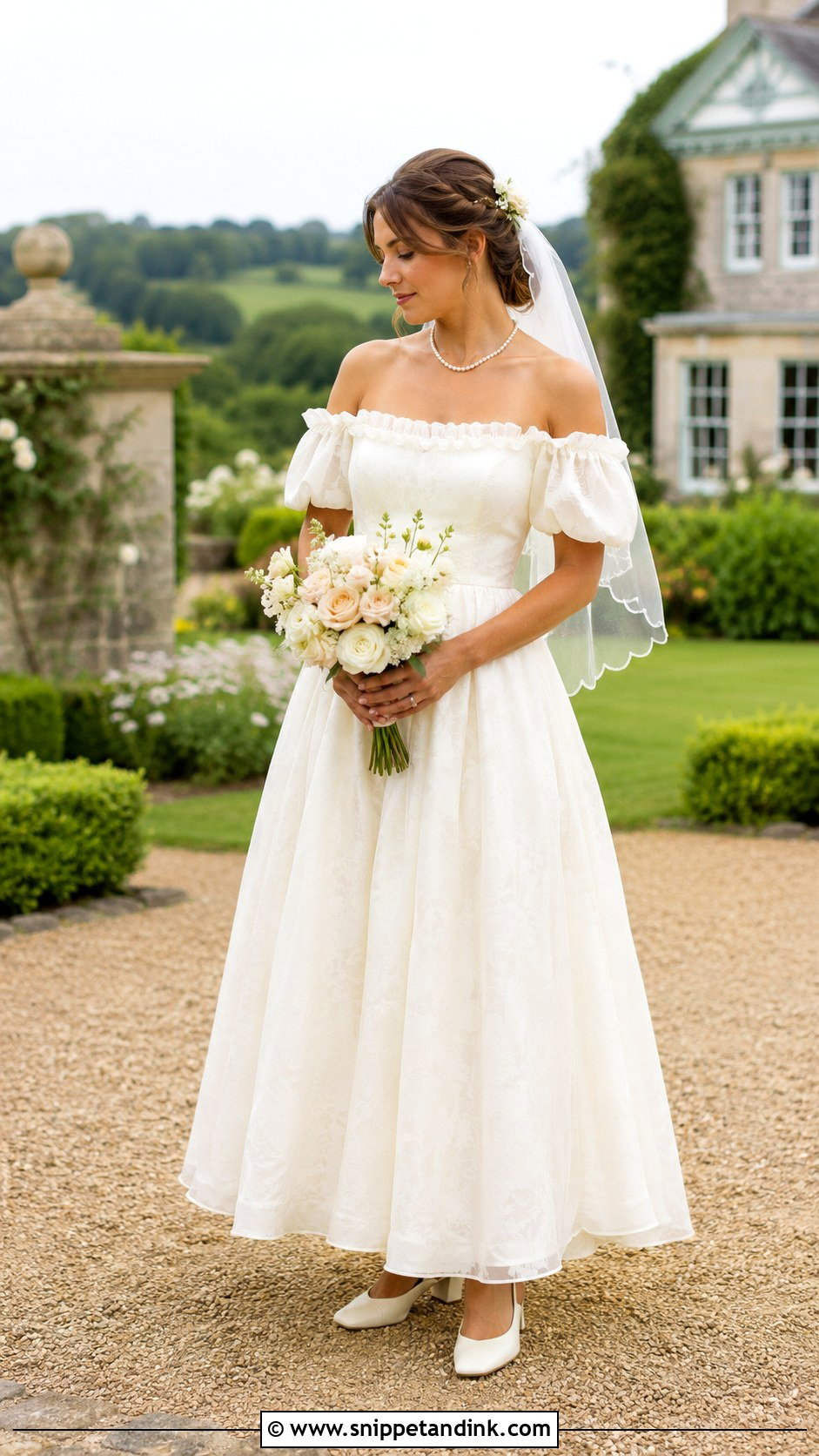 Laura Ashley Off Shoulder Wedding Dress - Snippet and Ink - 20 Laura Ashley Wedding Dress Ideas