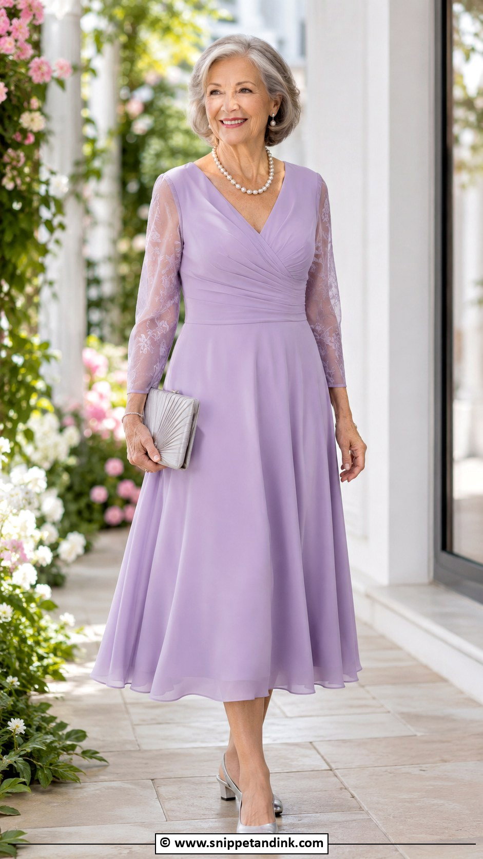 Lavender A Line Dress Outfit - Snippet and Ink - 25 Grandma Wedding Outfit Ideas