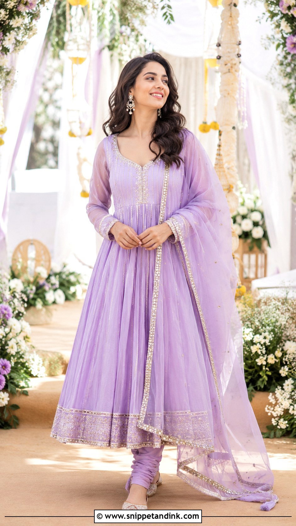 Lavender Anarkali For Haldi - Snippet and Ink - 25 Lavender Haldi Outfit Ideas