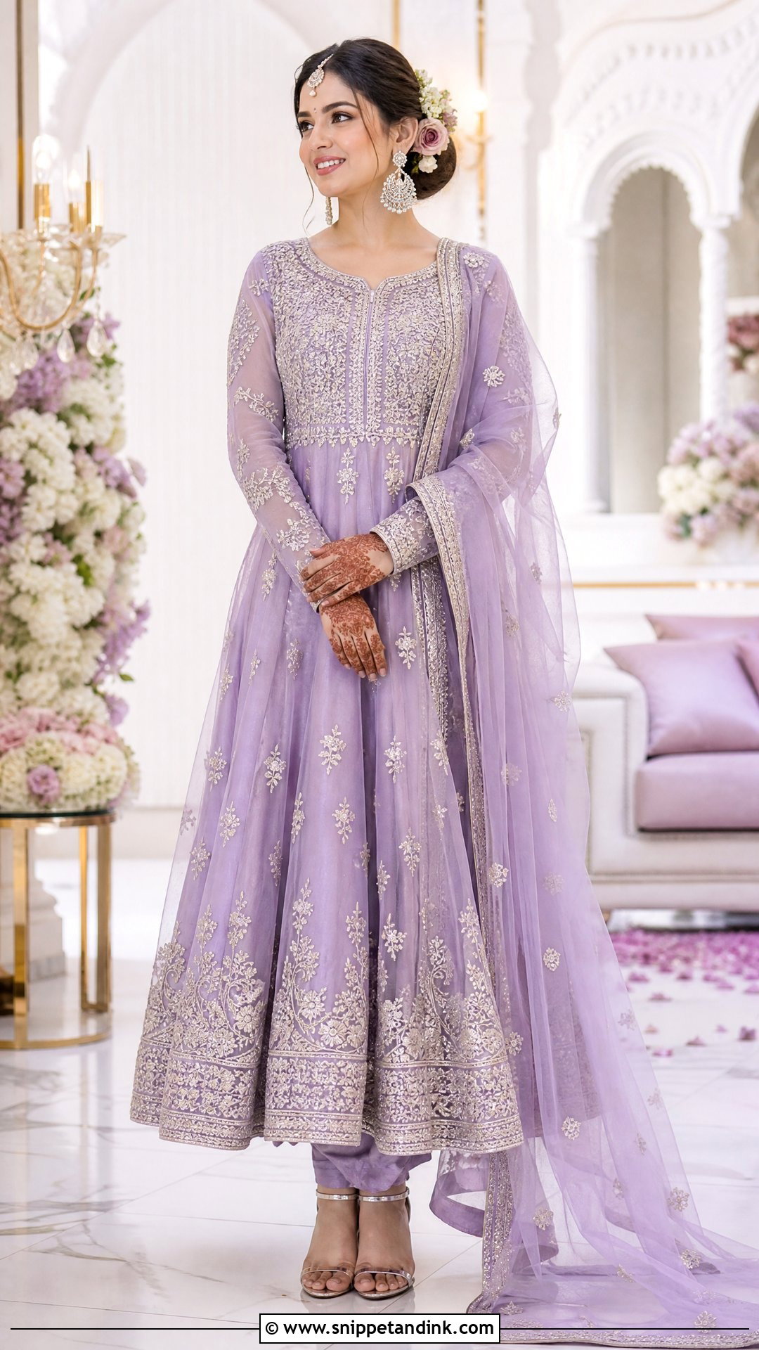 Lavender Anarkali Mehendi Outfit - Snippet and Ink - 20 Indian Bridal Mehendi Outfits