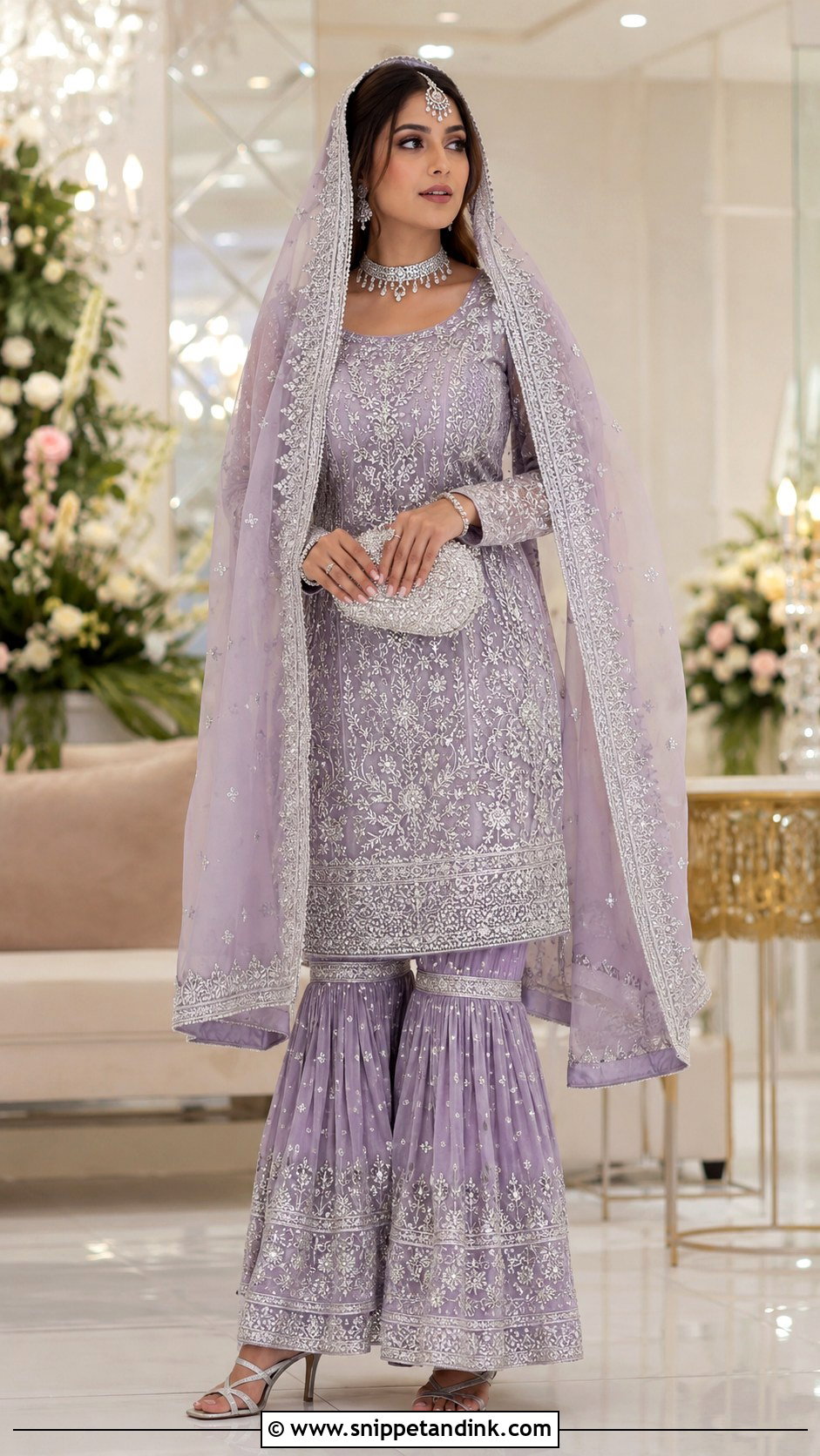 Lavender And Silver Nikah Garara Outfit - Snippet and Ink - 20 Nikah Garara Ideas
