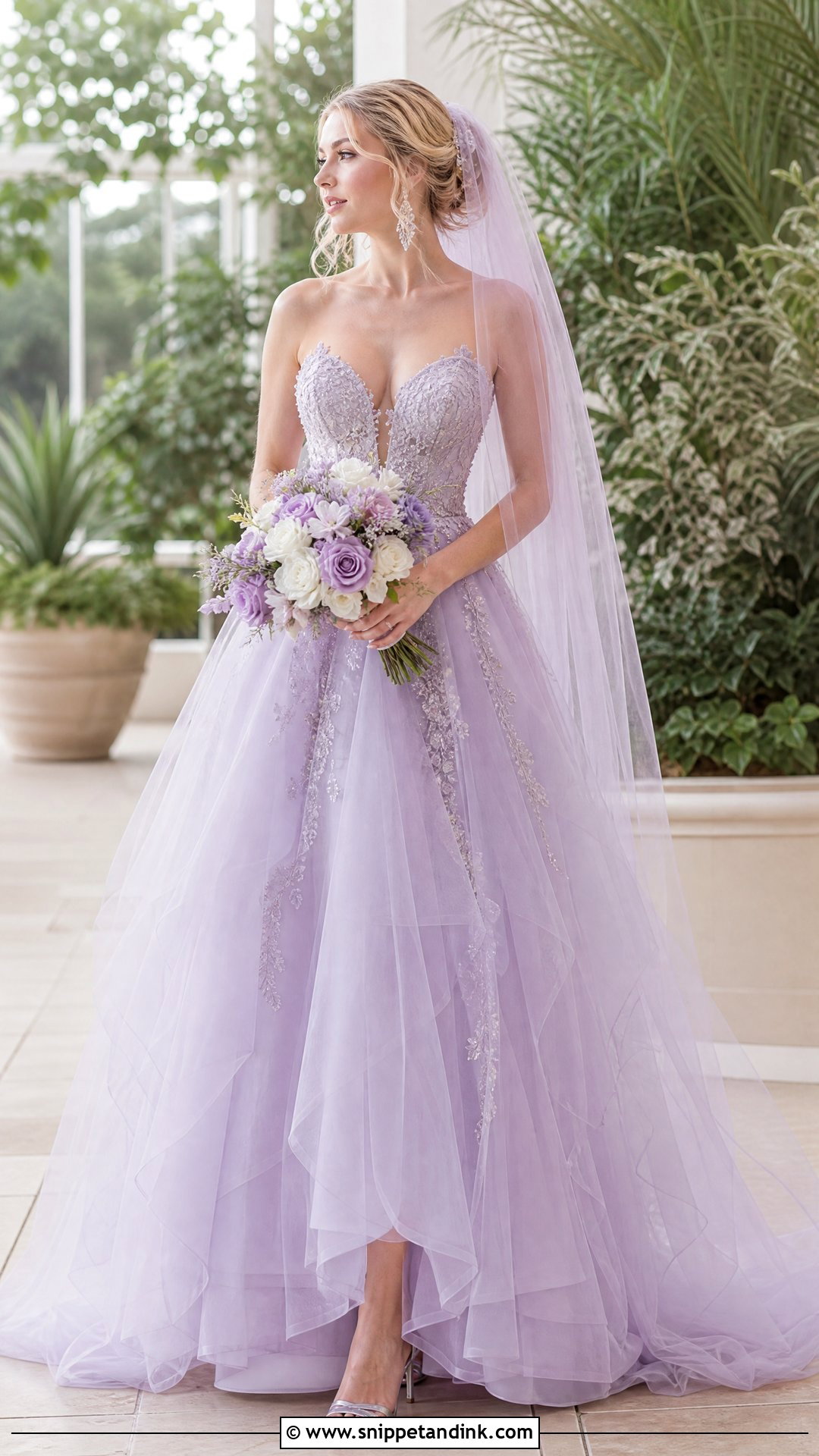 Lavender And Silver Wedding Dress - Snippet and Ink - 20 Wedding Dress Colour Combination Ideas