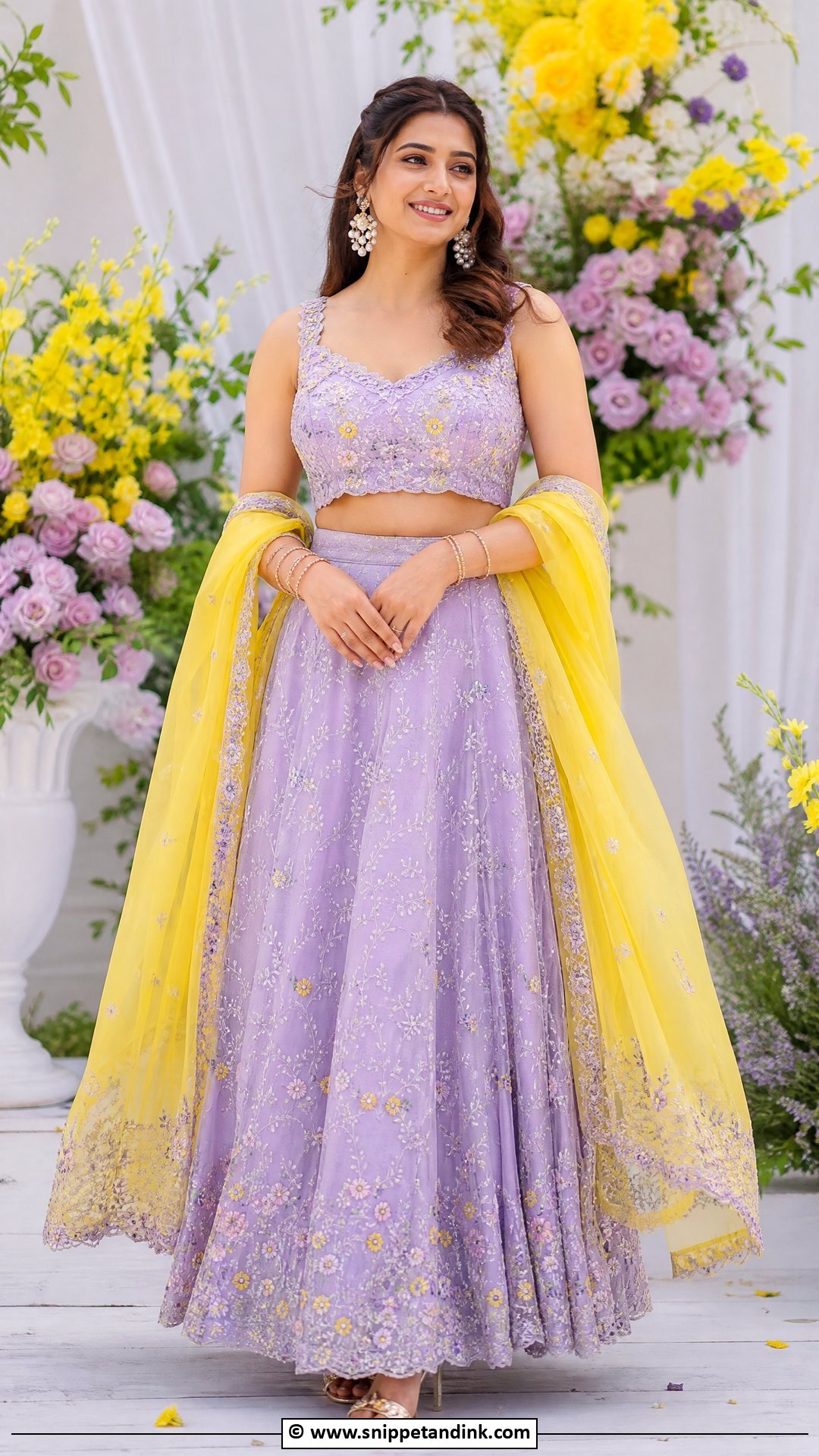 Lavender And Yellow Haldi Outfit - Snippet and Ink - 35 Haldi Outfits for Sister
