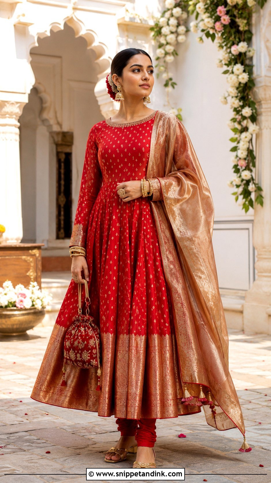 Lavender Banaras Anarkali Dress With Silver Jewelry - Snippet and Ink - 20 Banaras Anarkali Dresses