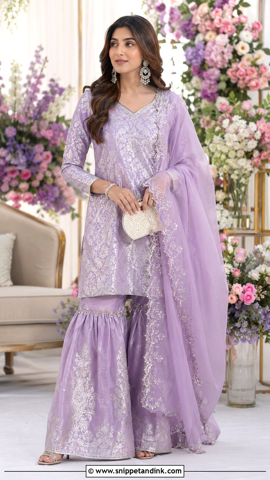 Lavender Banaras Sharara Set - Snippet and Ink - 20 Banaras Sharara Designs