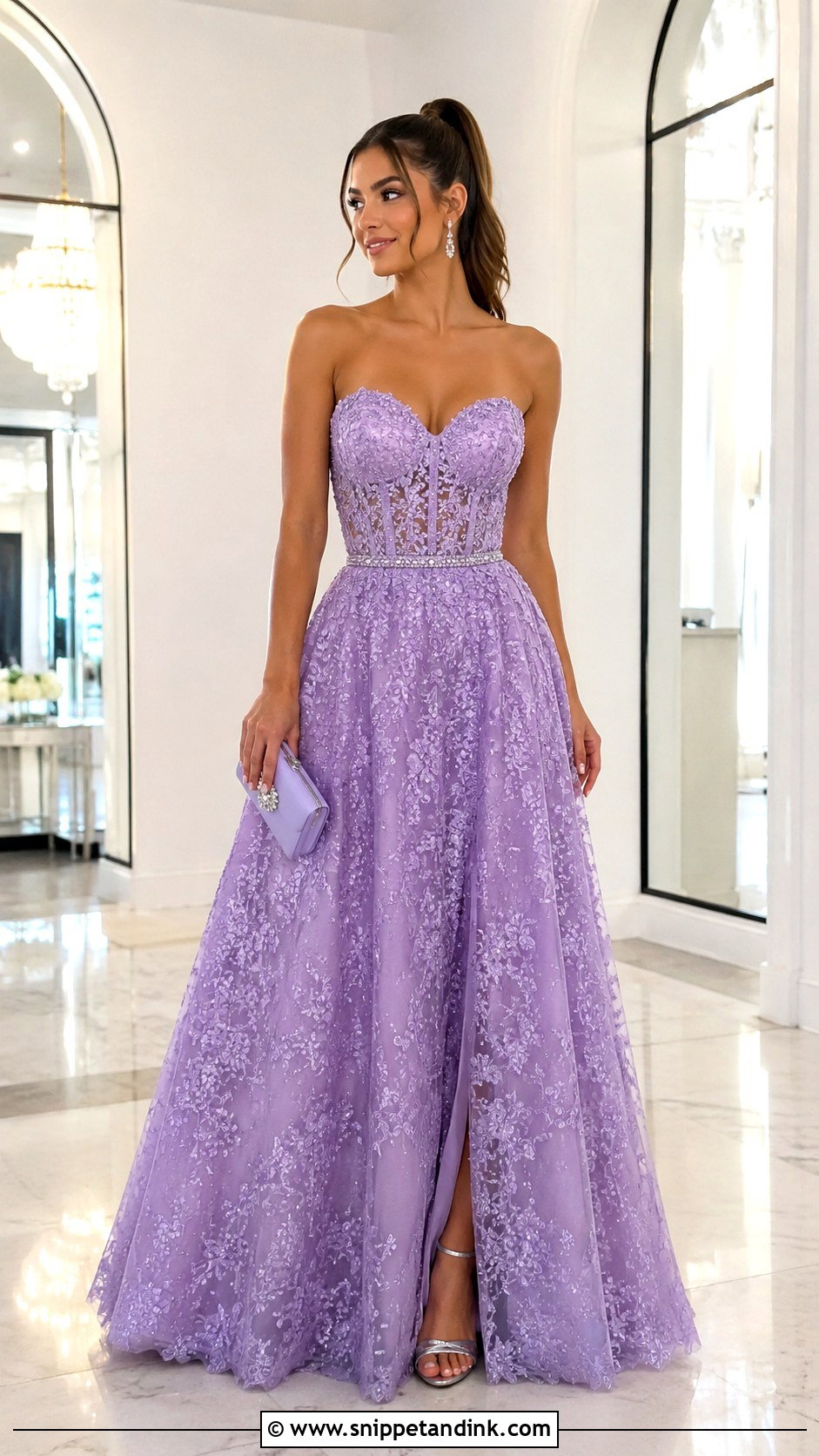 Lavender Beaded Lace Prom Gown - Snippet and Ink - 20 Beaded Lace Gown Ideas