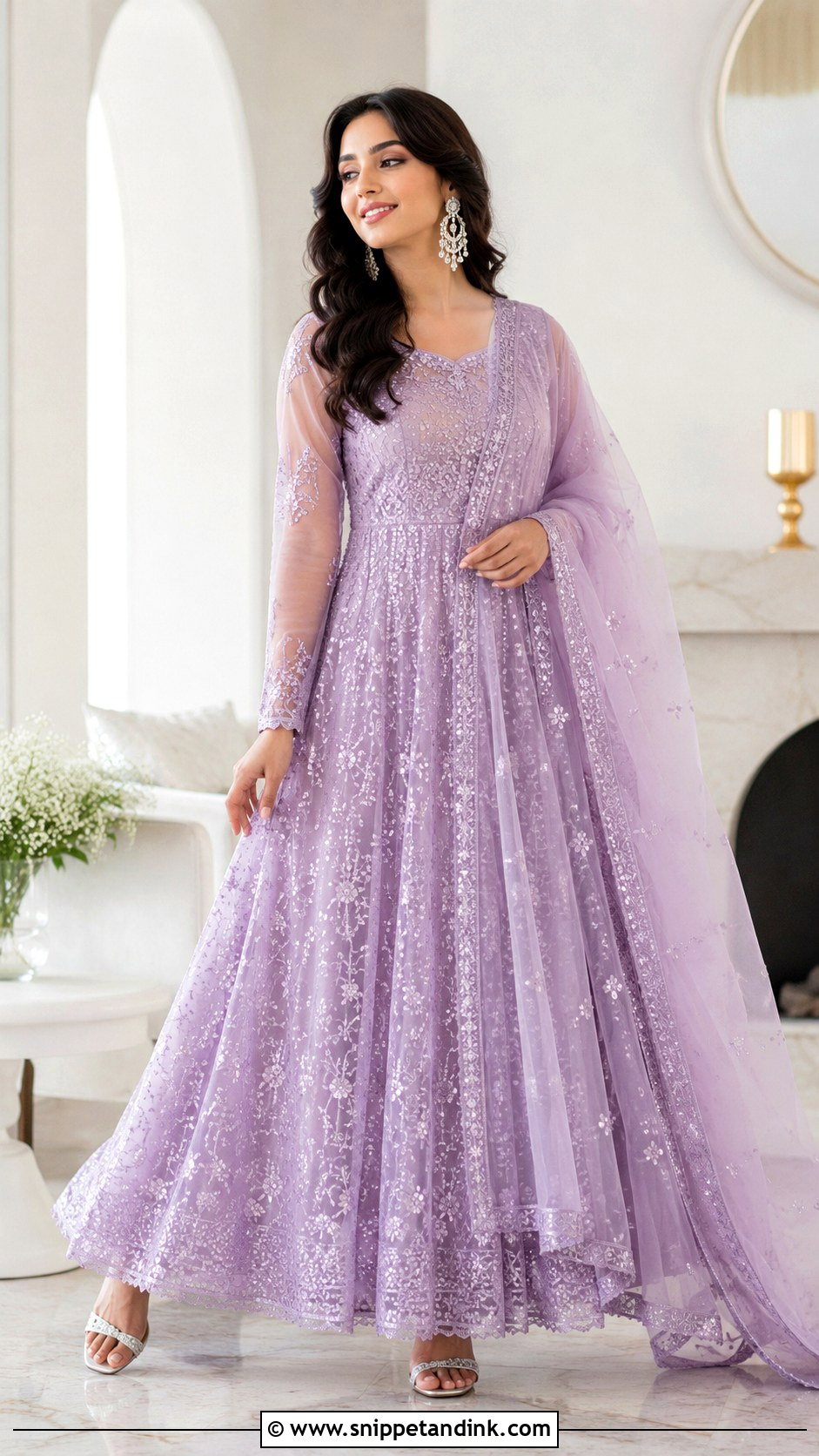 Lavender Bridal Anarkali Suit With Sequin Work - Snippet and Ink - 25 Bridal Anarkali Suits