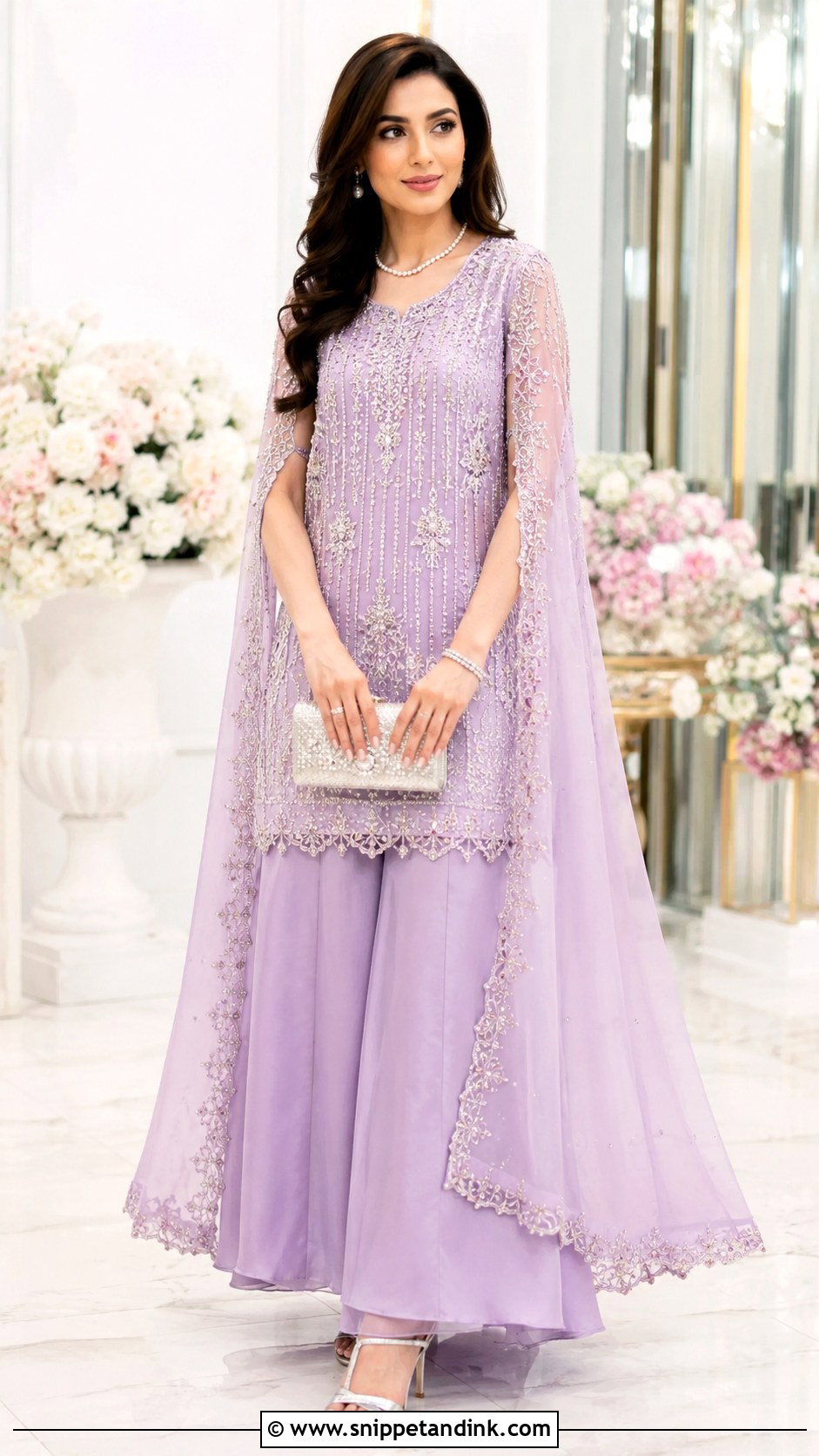 Lavender Bridal Cape Salwar Suit - Snippet and Ink - 25 Bridal Salwar Suits Wedding