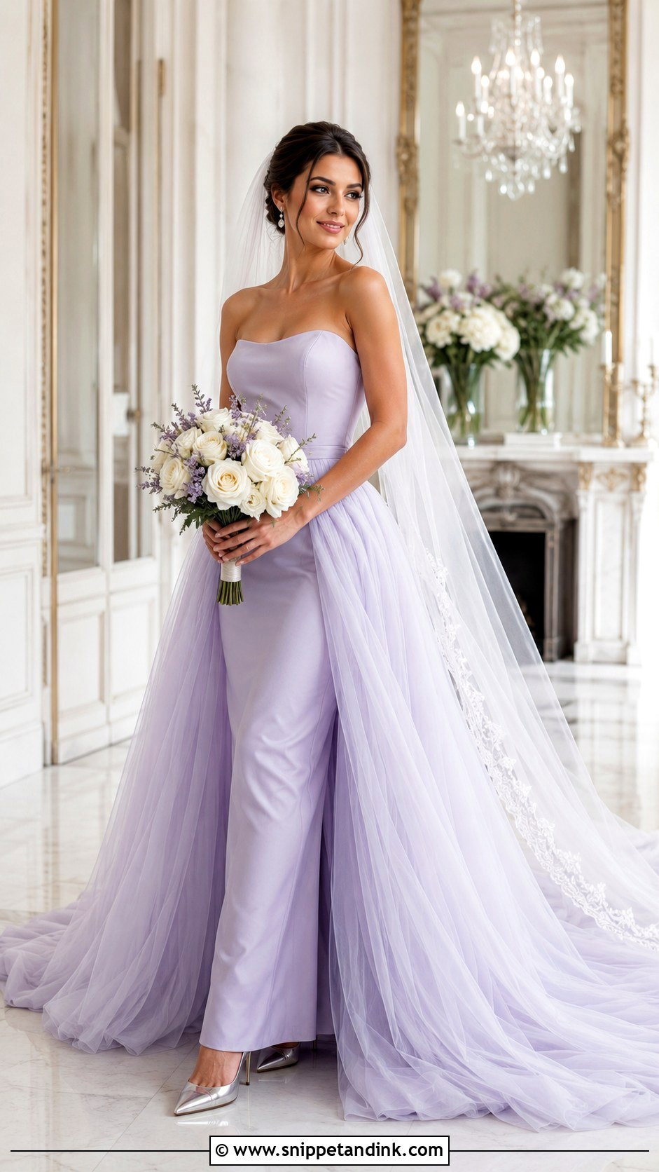 Lavender Bridal Dress With Detachable Overskirt - Snippet and Ink - 20 Lavender Bridal Dress Ideas