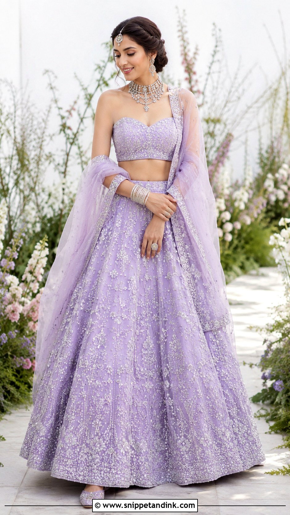 Lavender Bridal Langa With Crystal Work - Snippet and Ink - 20 Bridal Langa Ideas
