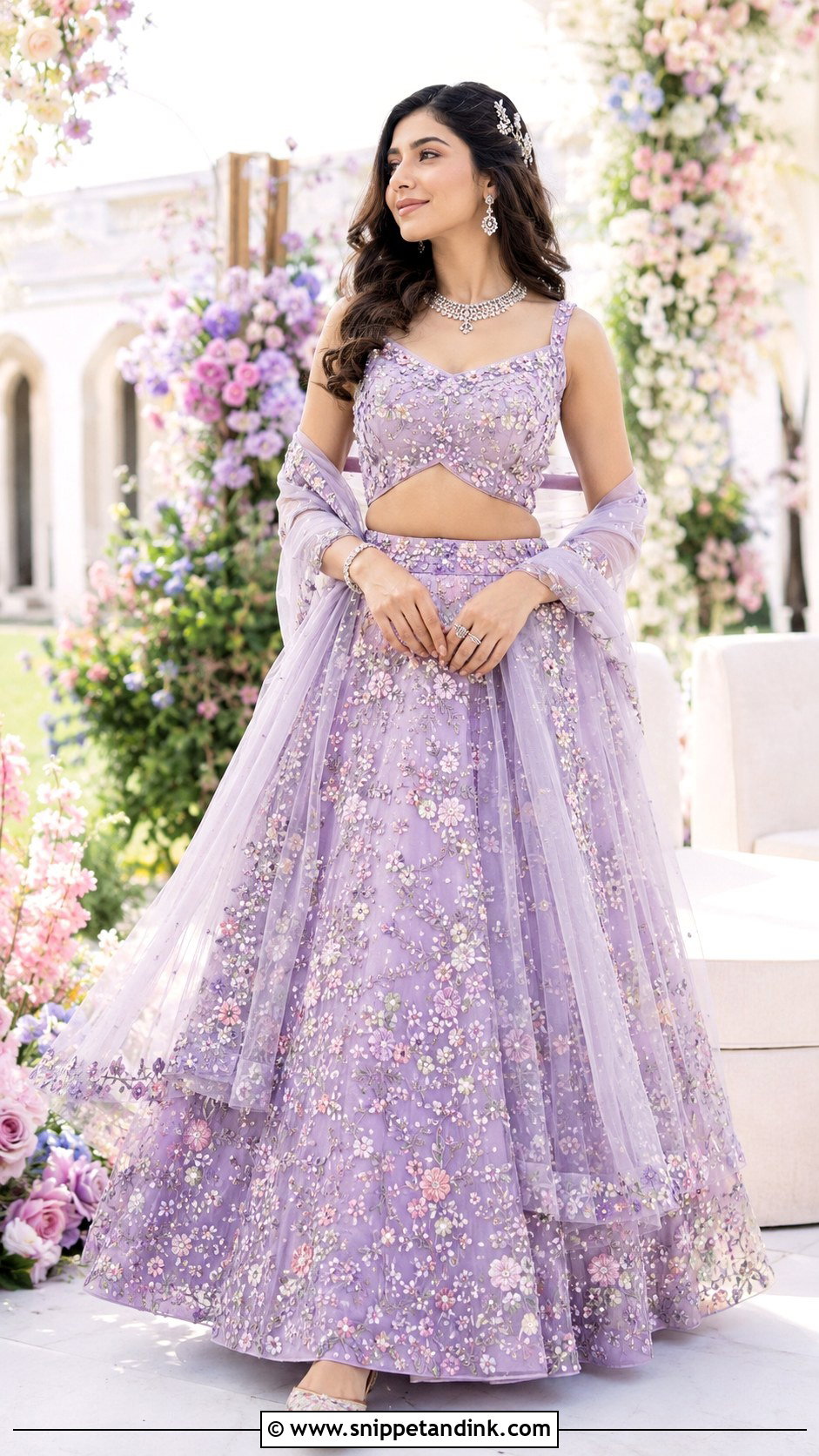 Lavender Bridal Lehenga With Soft Curls - Snippet and Ink - 25 Indian Weddings Bridal Lehnga Dress Ideas
