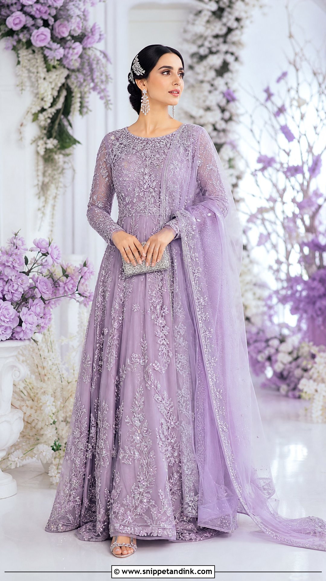 Lavender Bridal Maxi With Crystal Embroidery - Snippet and Ink - 25 Latest Bridal Dresses Pakistan