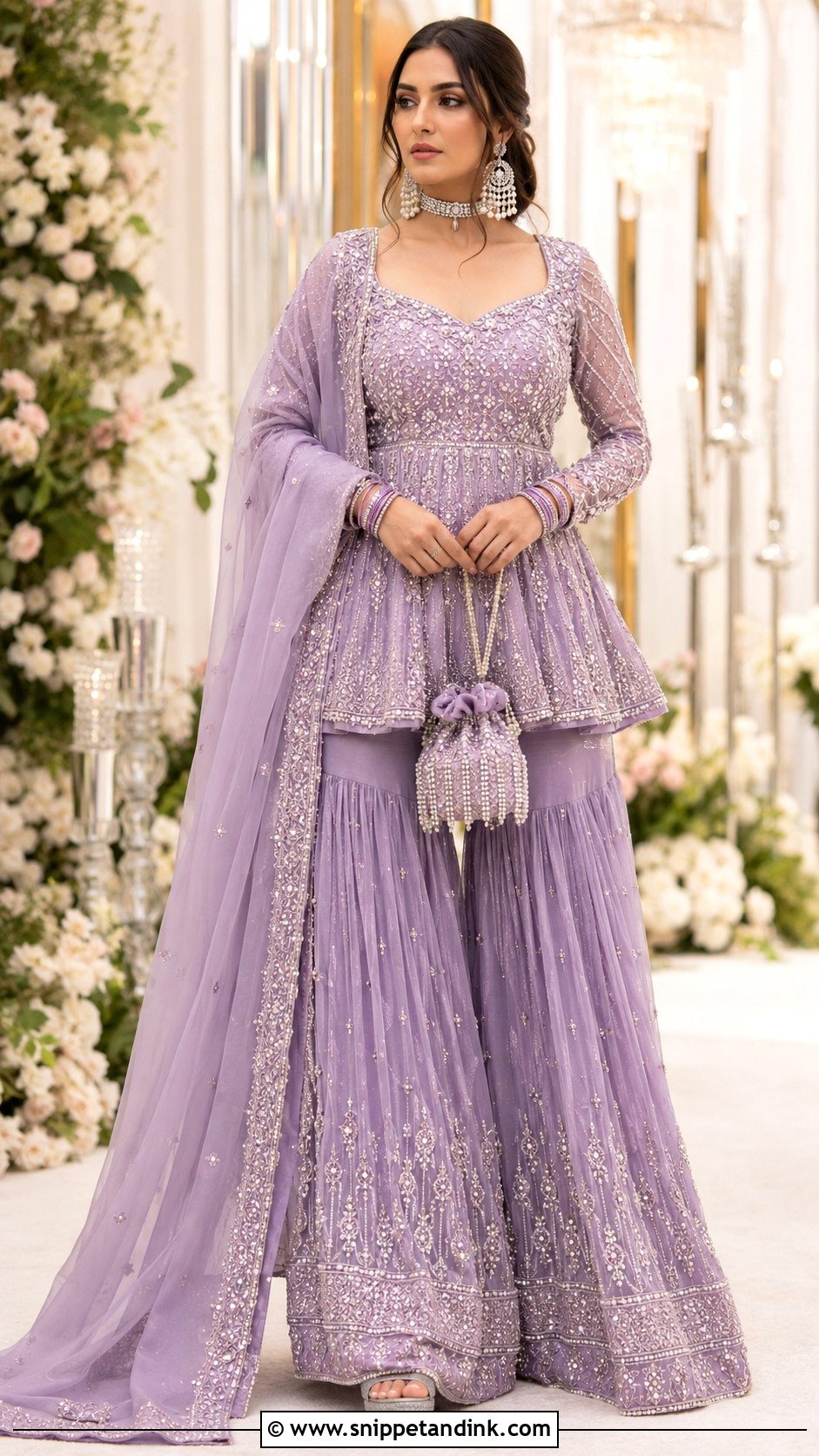 Lavender Bridal Punjabi Peplum Sharara Suit - Snippet and Ink - 20 Bridal Punjabi Suits Wedding Outfits