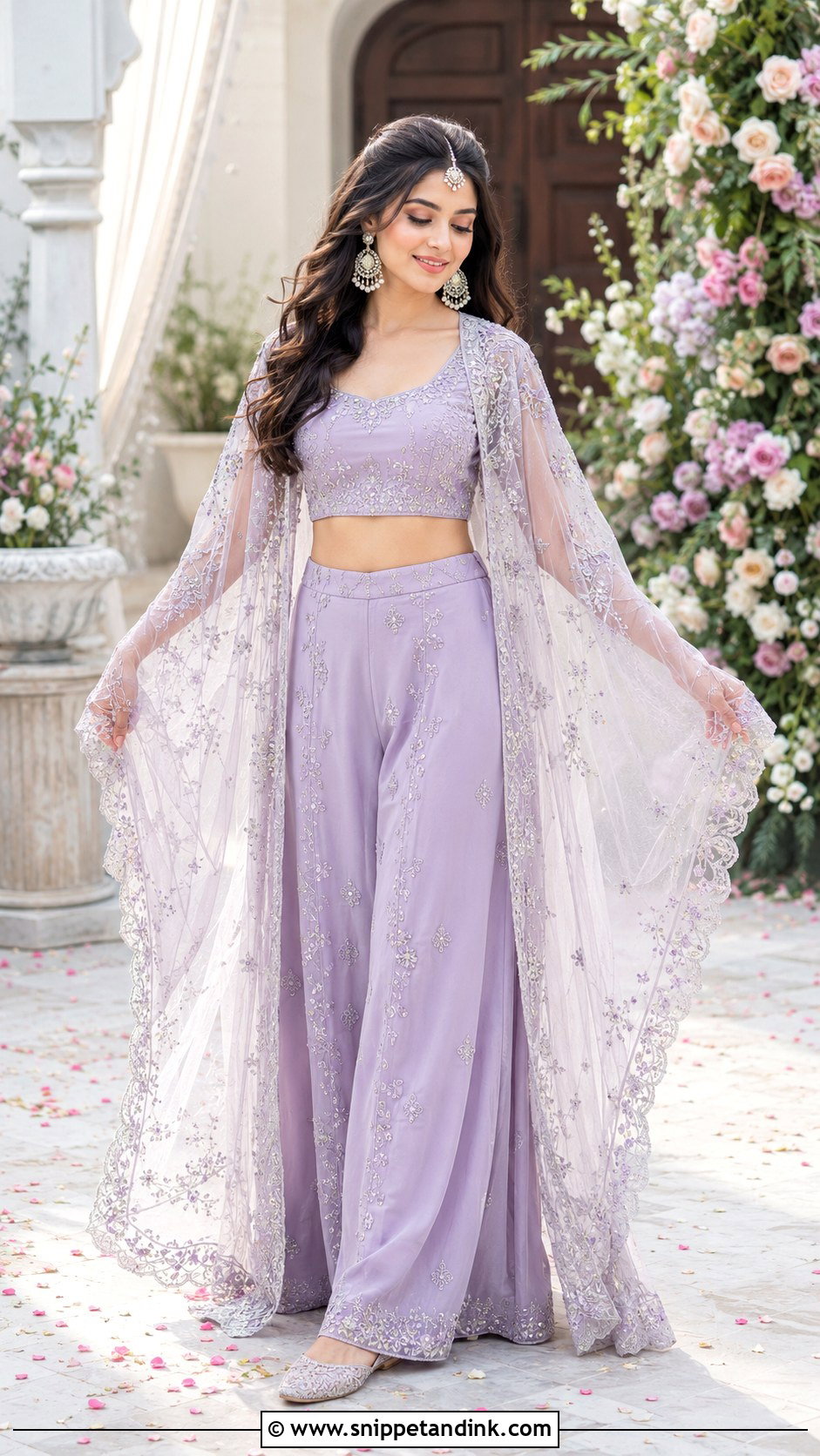 Lavender Cape Mehendi Dress - Snippet and Ink - 20 Bridal Mehendi Dress Ideas