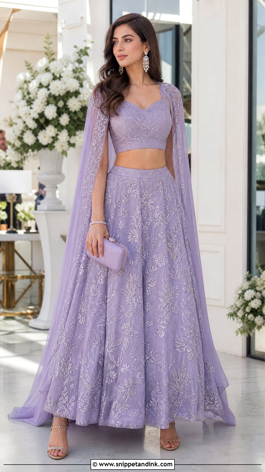 Lavender Cape Party Lehenga - Snippet and Ink - 20 Party Lengha Ideas